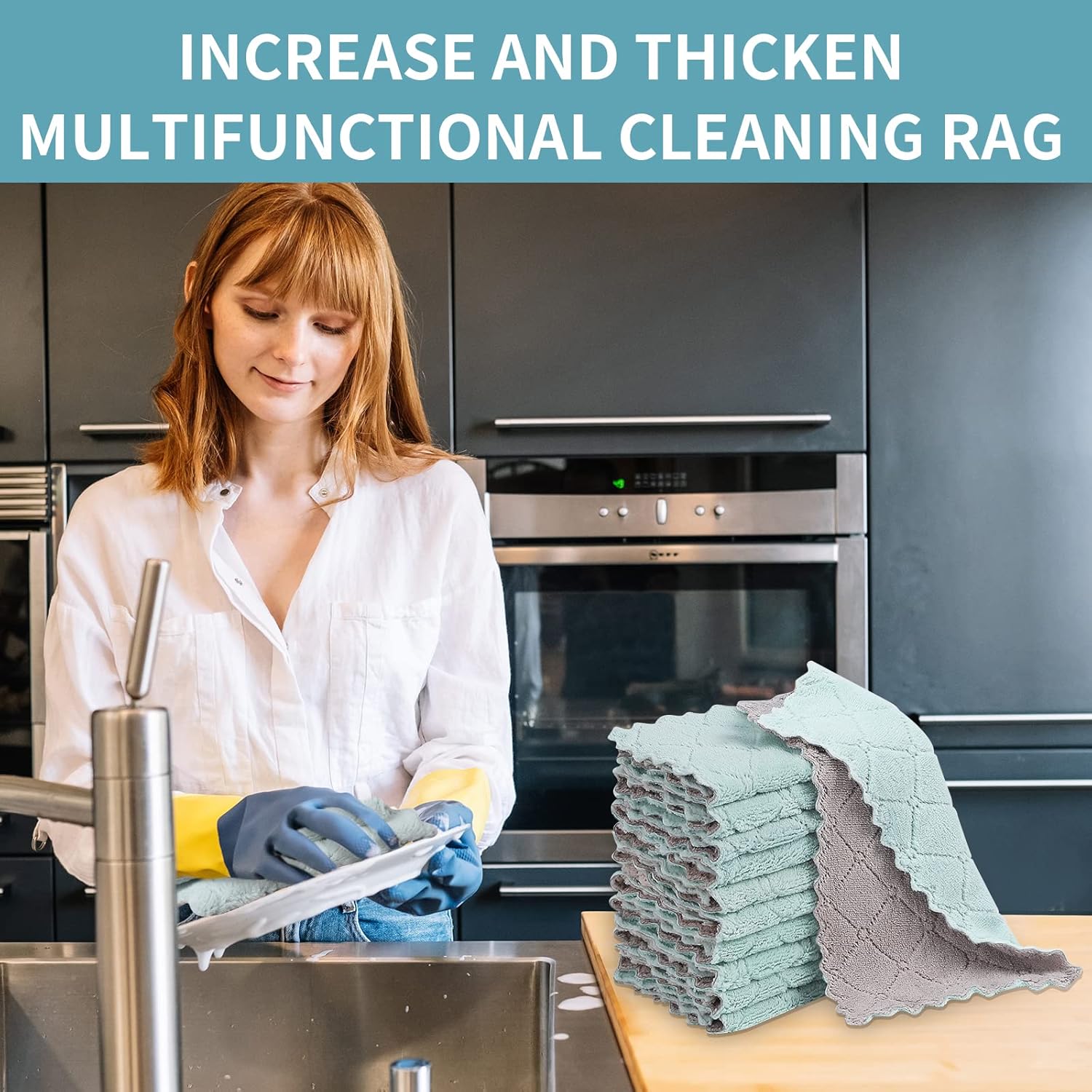 10 Pack Super Absorbent Dish Cloths Nonstick Reusable Kitchen Towels