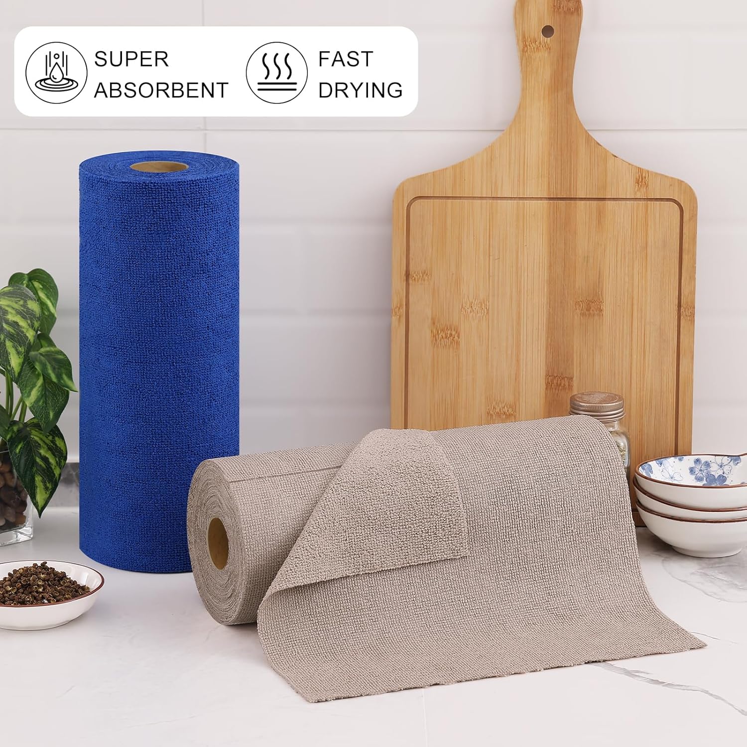 Homaxy Tear Away Dish Cloths Rolls 40 Sheets