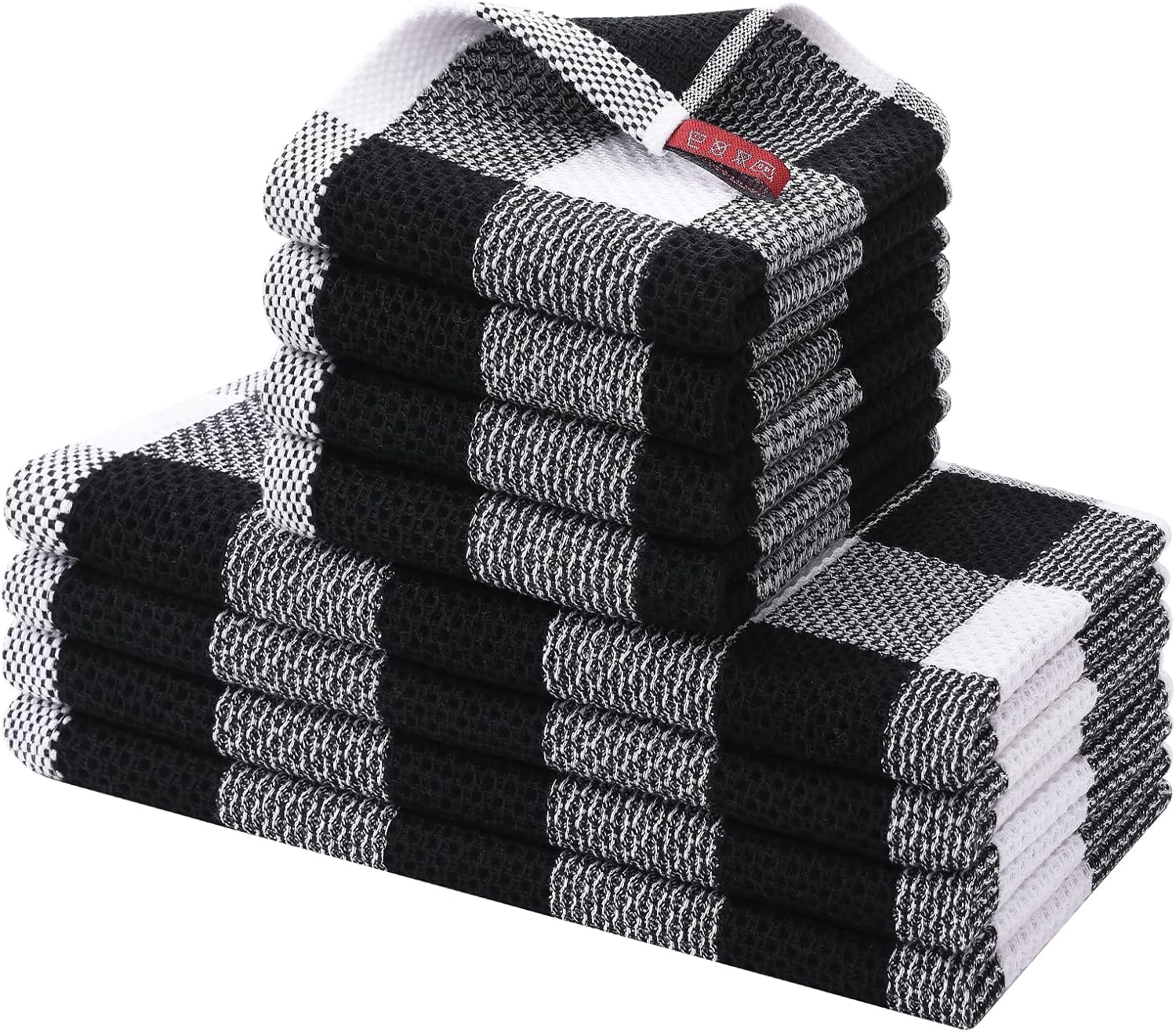 Homaxy Check Plaid Dish Cloths and Towels Set of 8