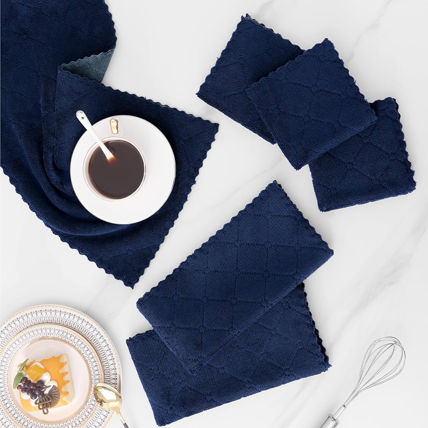 Mordimy 24 Pack Dish Towels 10x10 Dark Grey Navy Blue