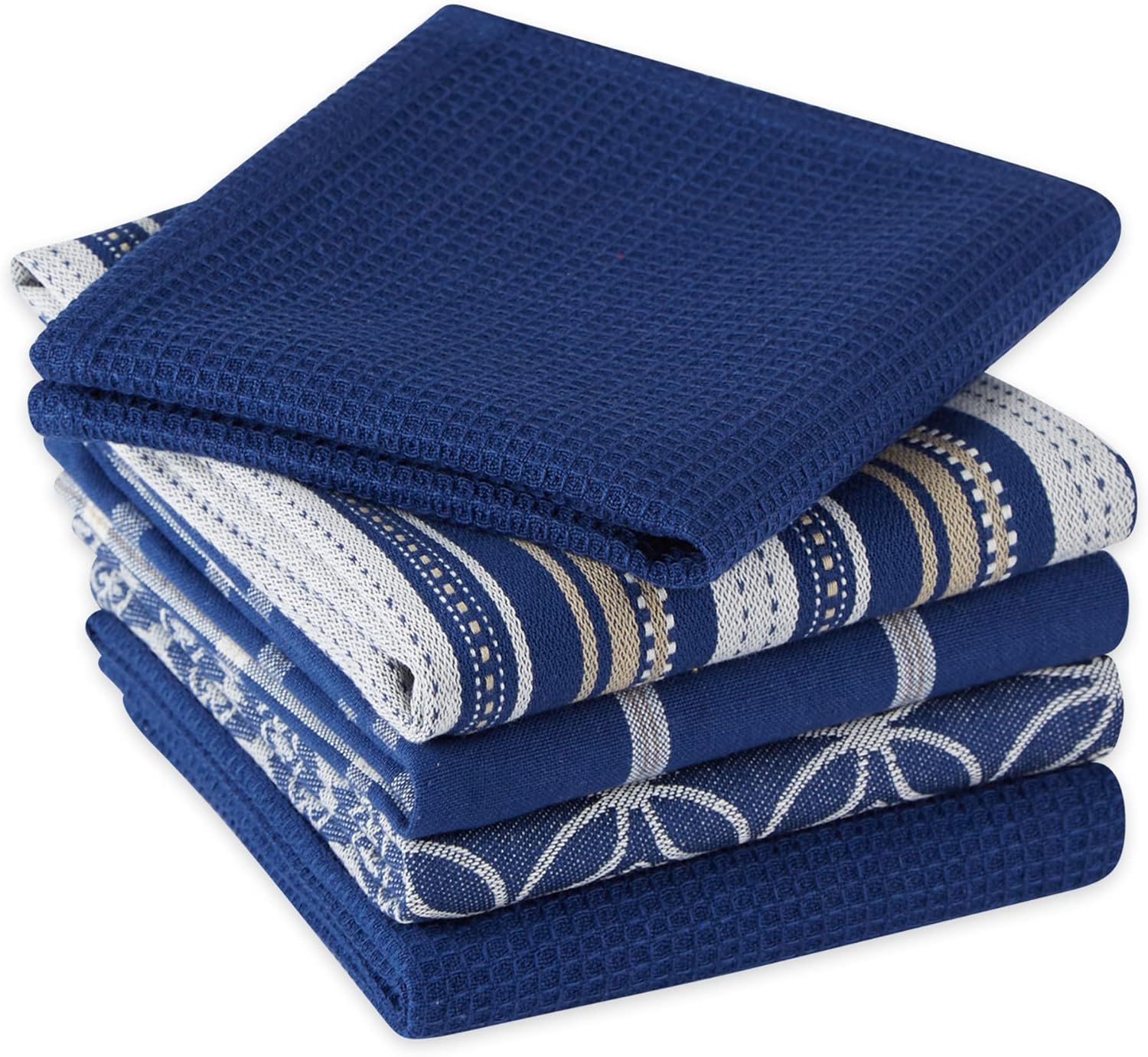DII Assorted Woven Kitchen Towel Set 5 Piece