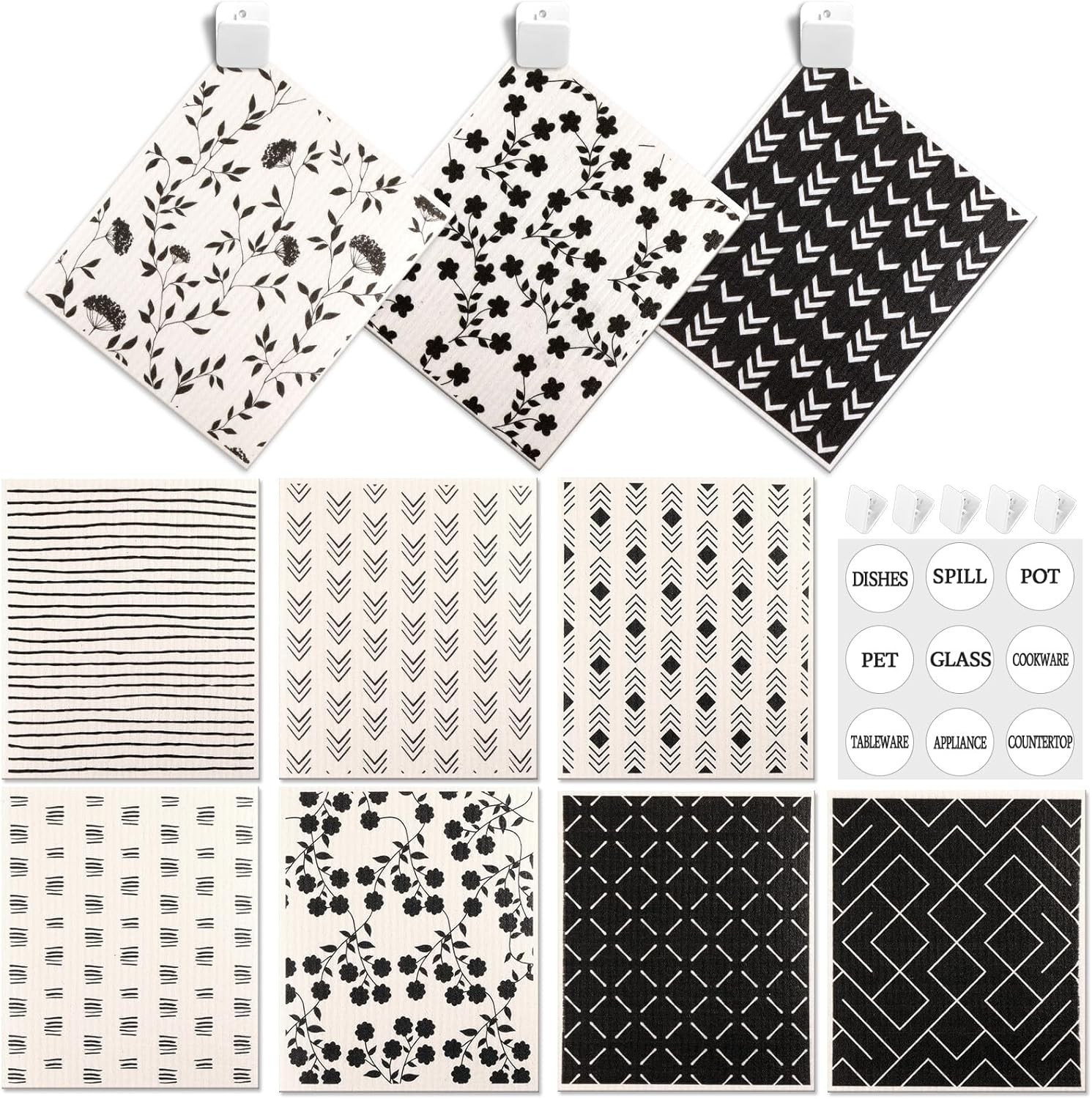 Lucomb 10-Pack Swedish Dishcloths with Hook