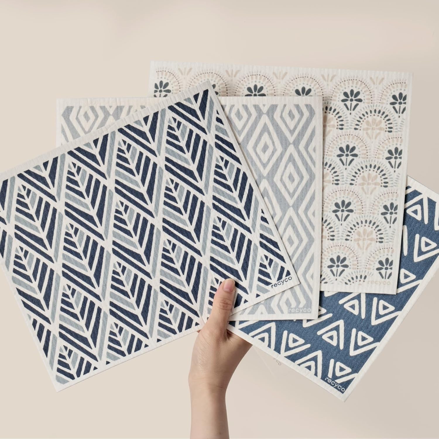 RECYCO 4-Pack Oversized Swedish Dishcloths for Kitchen