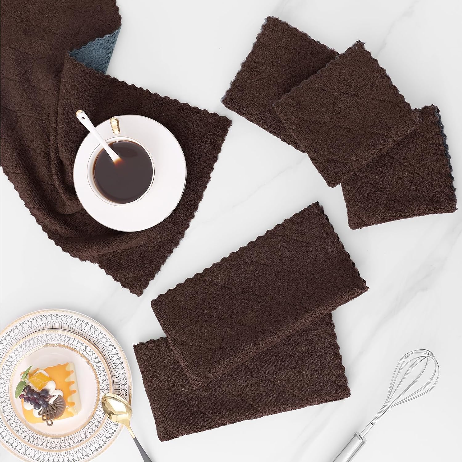 Mordimy 12 Pack Dish Towels 10x10 Dark Grey Brown