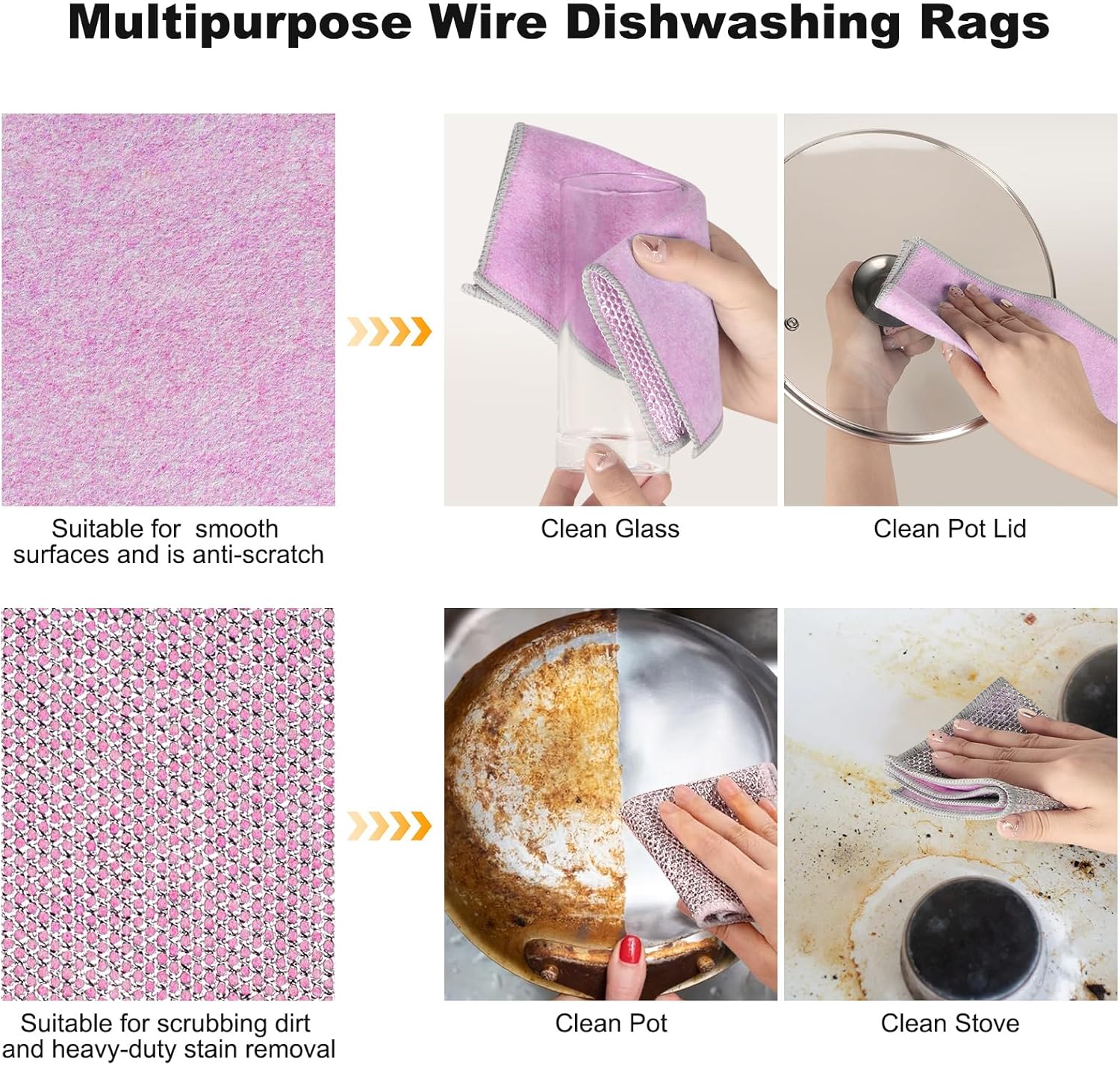 10pcs Non Scratch Metal Wire Dishcloth for Kitchen