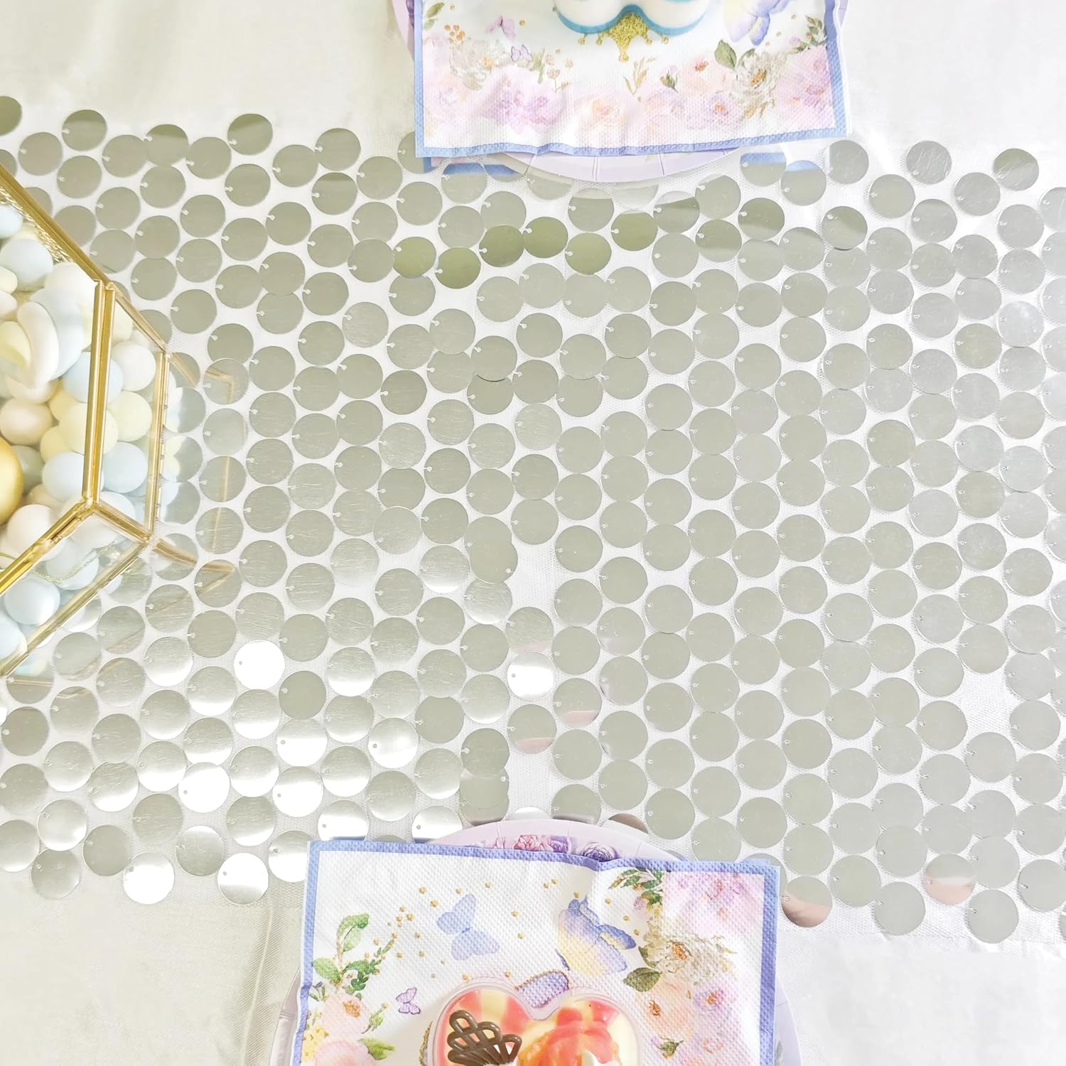 JYFLZQ Silver Sequin Table Runner 12x108 Inch 1 Pack