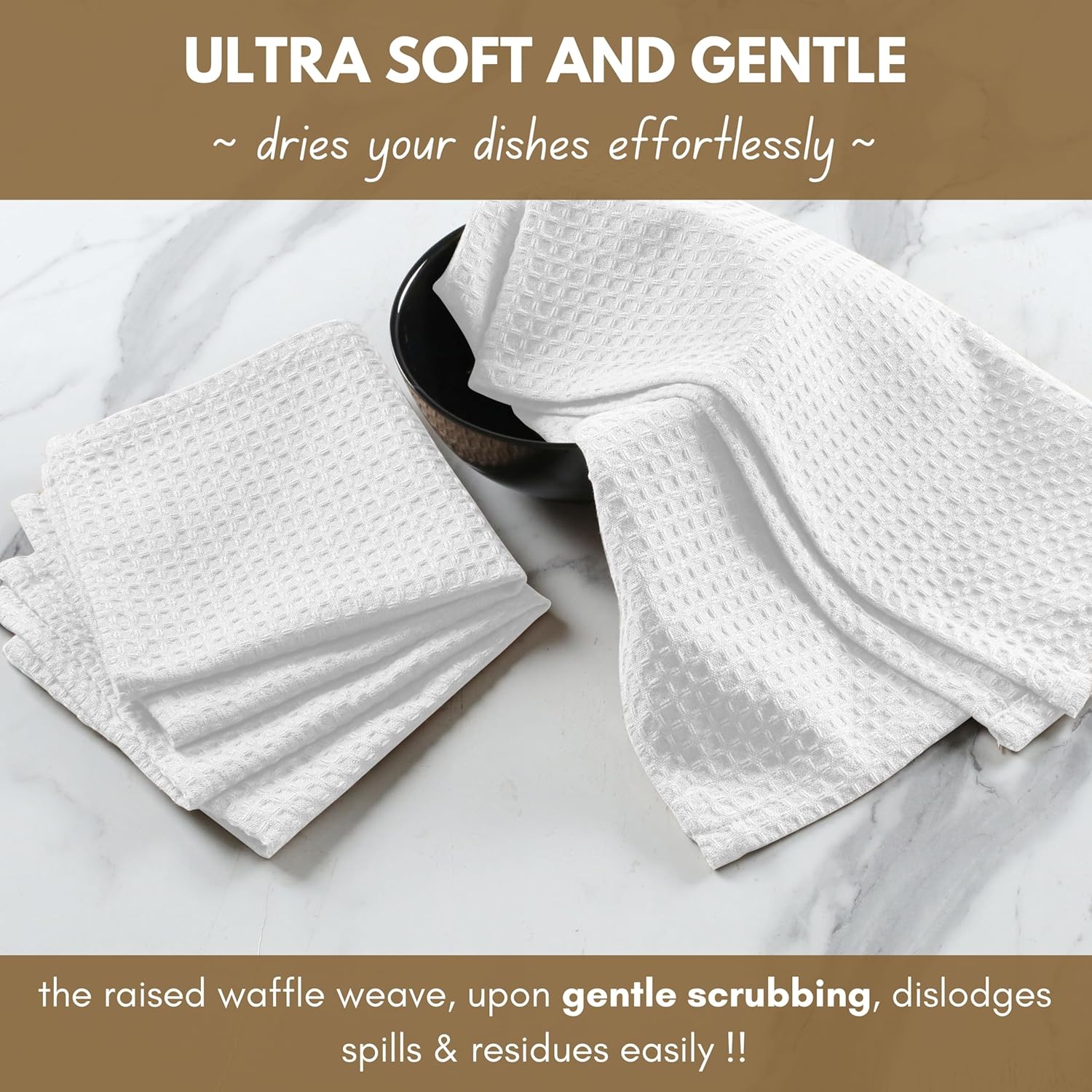 Native Fab Waffle Dish Cloths 18 Pack - 12x12 White