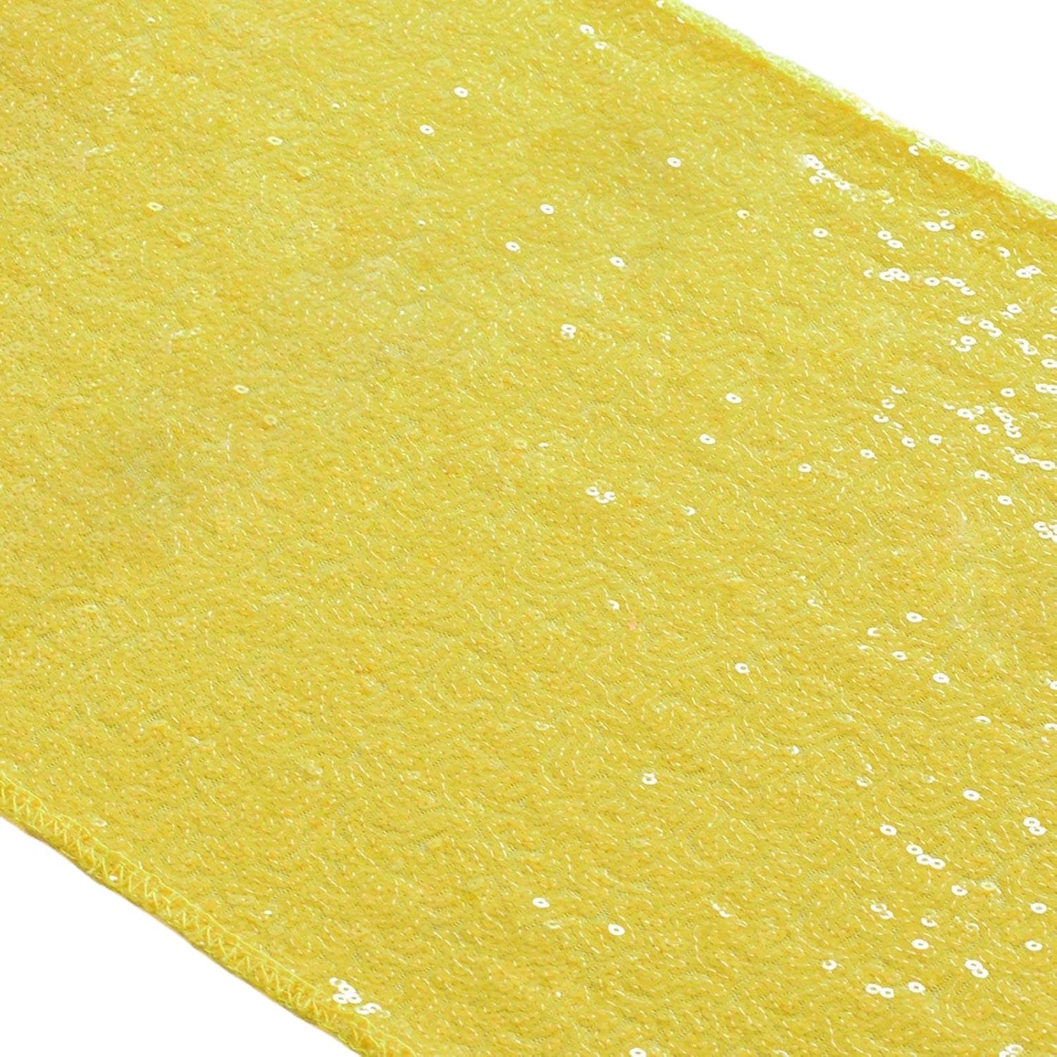 ShinyBeauty Yellow Sequin Table Runner 12x108 Inch