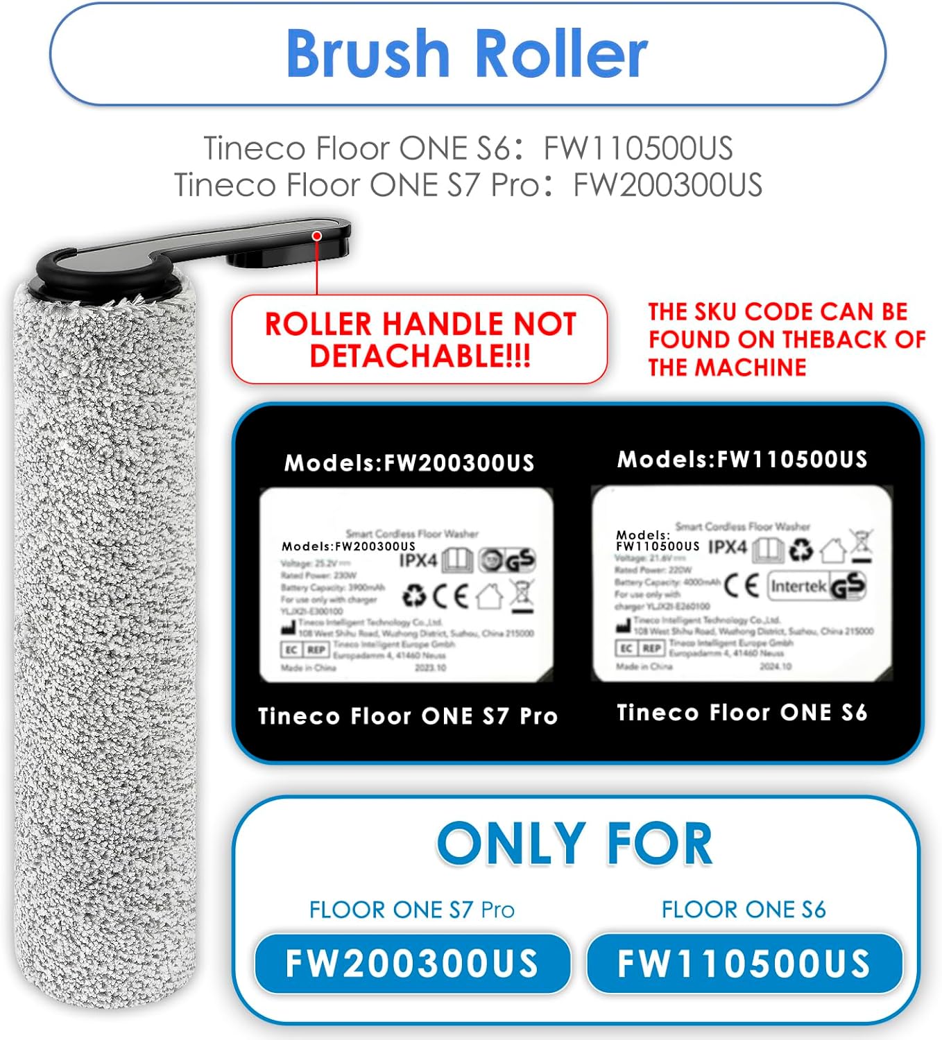 Roller Handle Not Detachable 3 Pack Replacement Brush Rollers