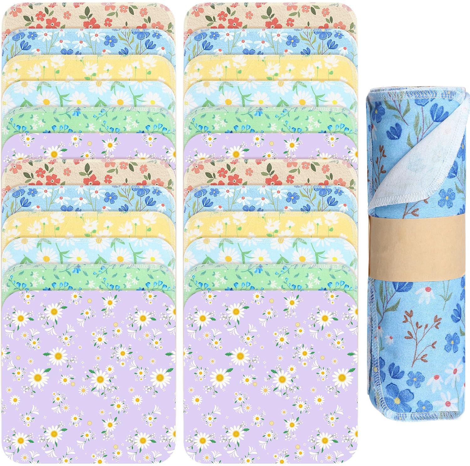 Tiamon 24 Pcs Reusable Daisy Dish Cloths