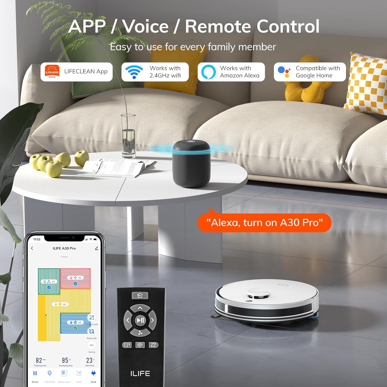 ILIFE A30 Pro Robot Vacuum Cleaner with Mop and Self Emptying Station