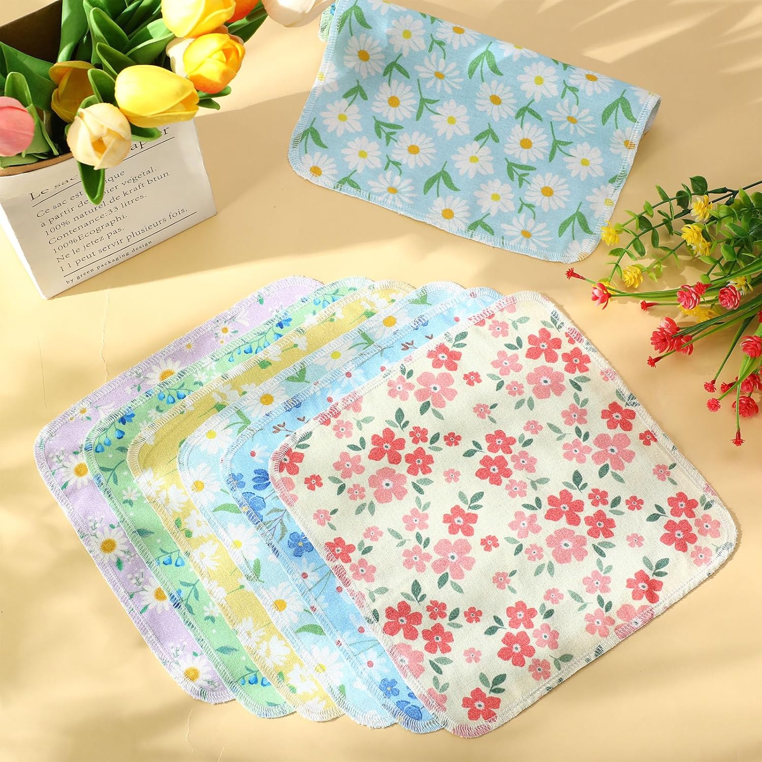 Tiamon 24 Pcs Reusable Daisy Dish Cloths