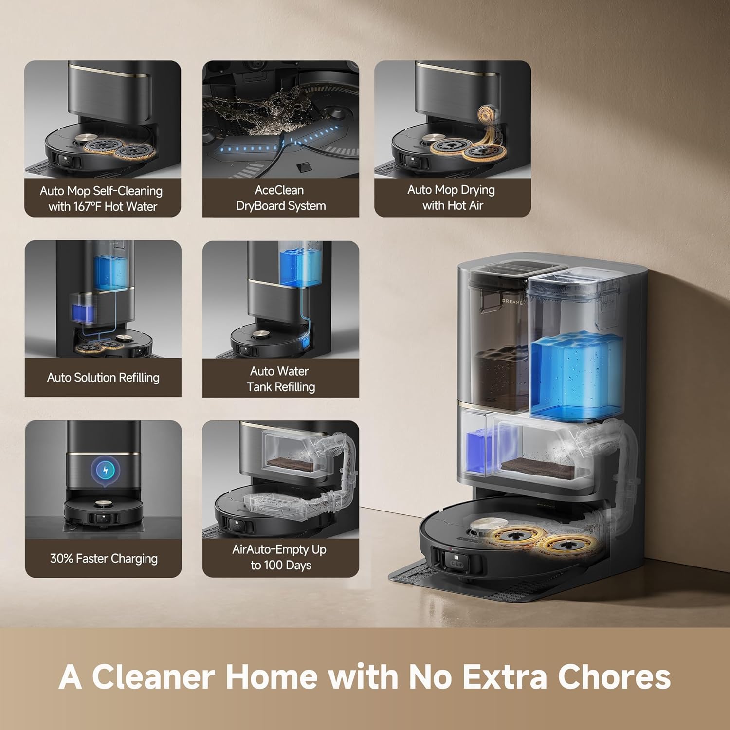 DREAME L50 Ultra Robot Vacuum Mop Black with Auto-Empty