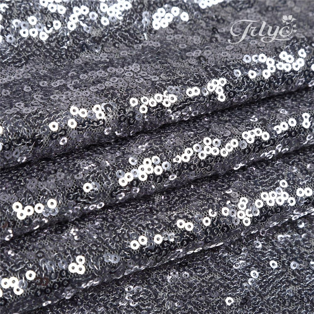 Trlyc Sequin Table Runner - 10 Packs 12x108 Inch Grey