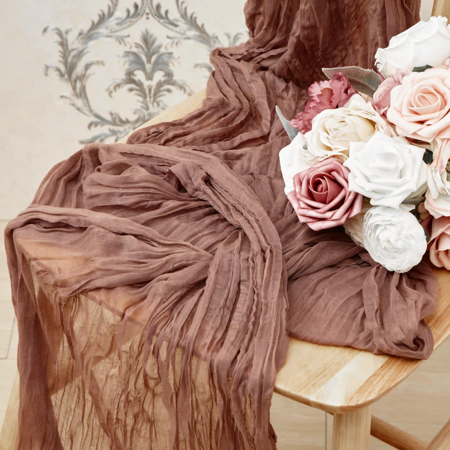 6 Pack Dusty Pink Cheesecloth Table Runners 10 Ft
