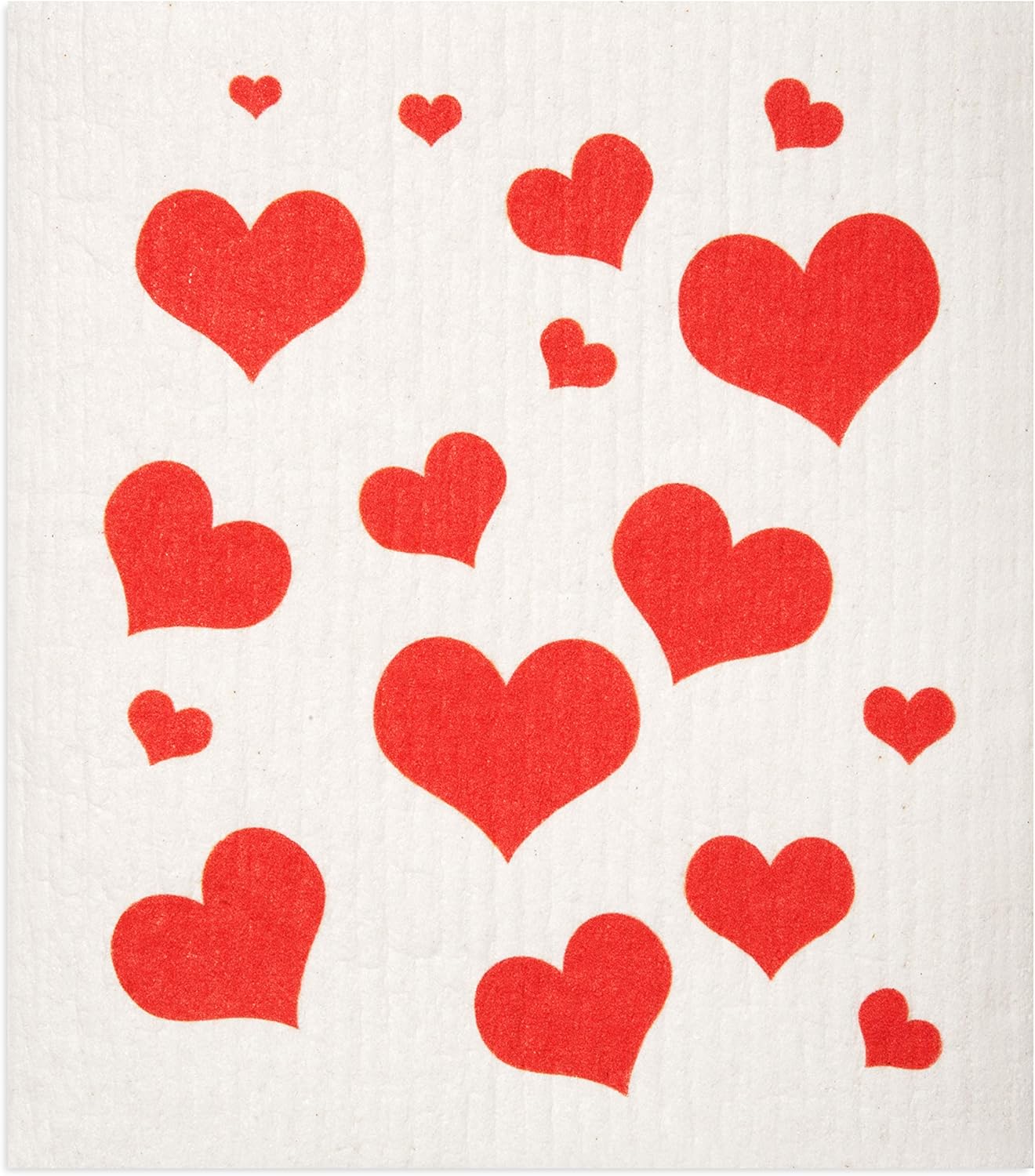 GMIcratifs Swedish Dishcloths 2 Pack Red Flying Hearts Print