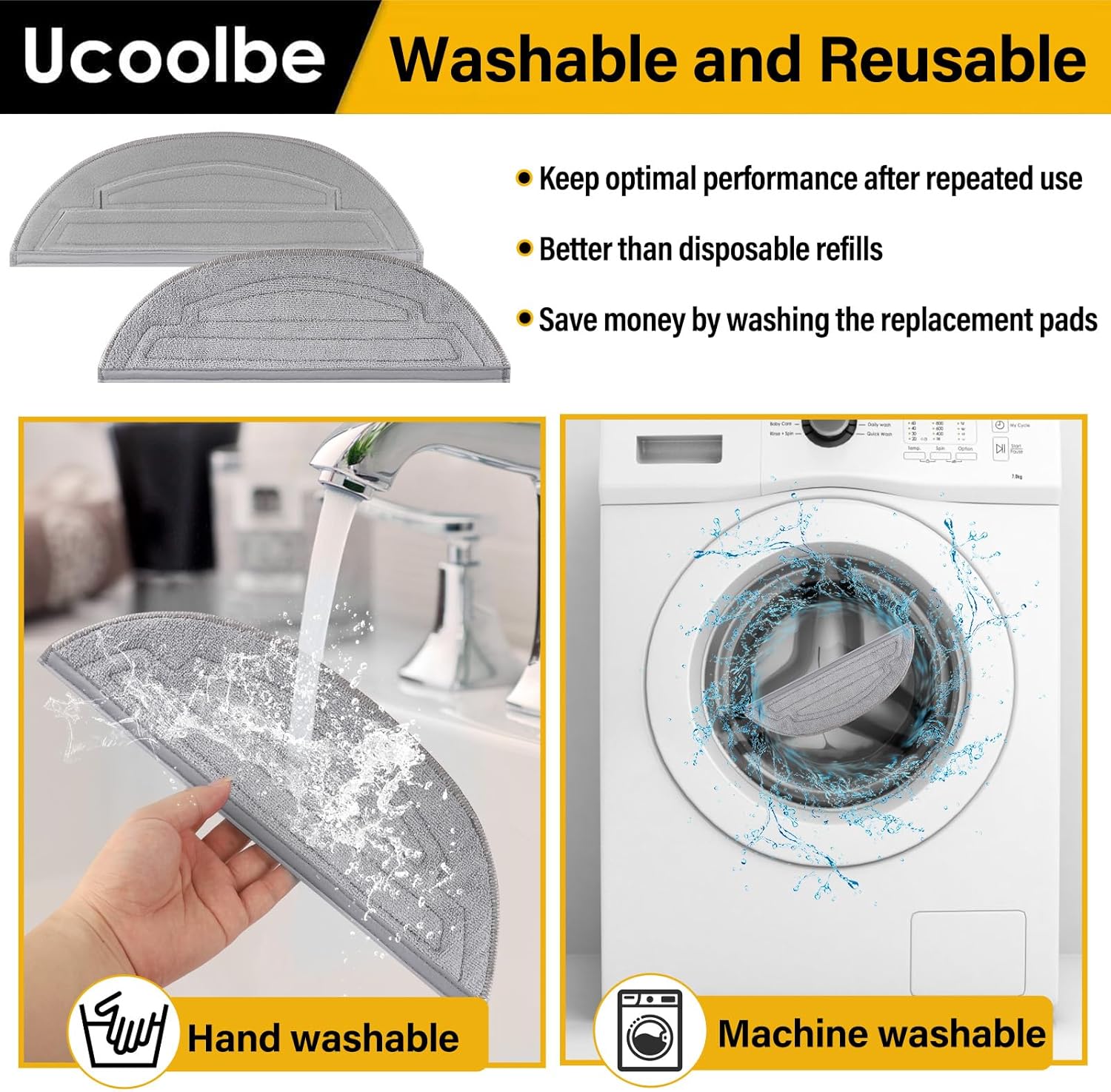 Ucoolbe Roborock Mop Pads 8 Pack Replacement Accessories