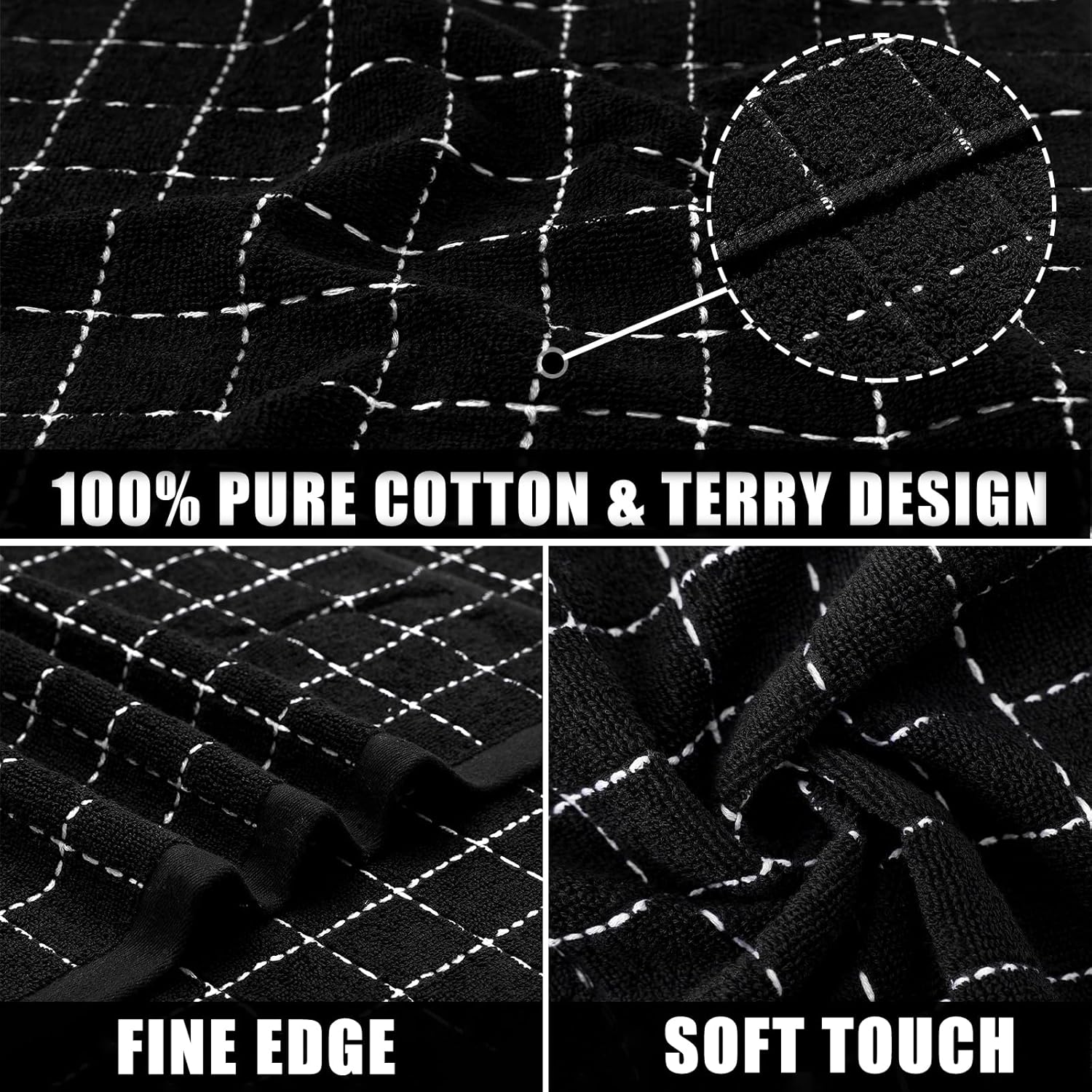 Mordimy 100 Cotton Dish Towels 16x26 4 Pack Black
