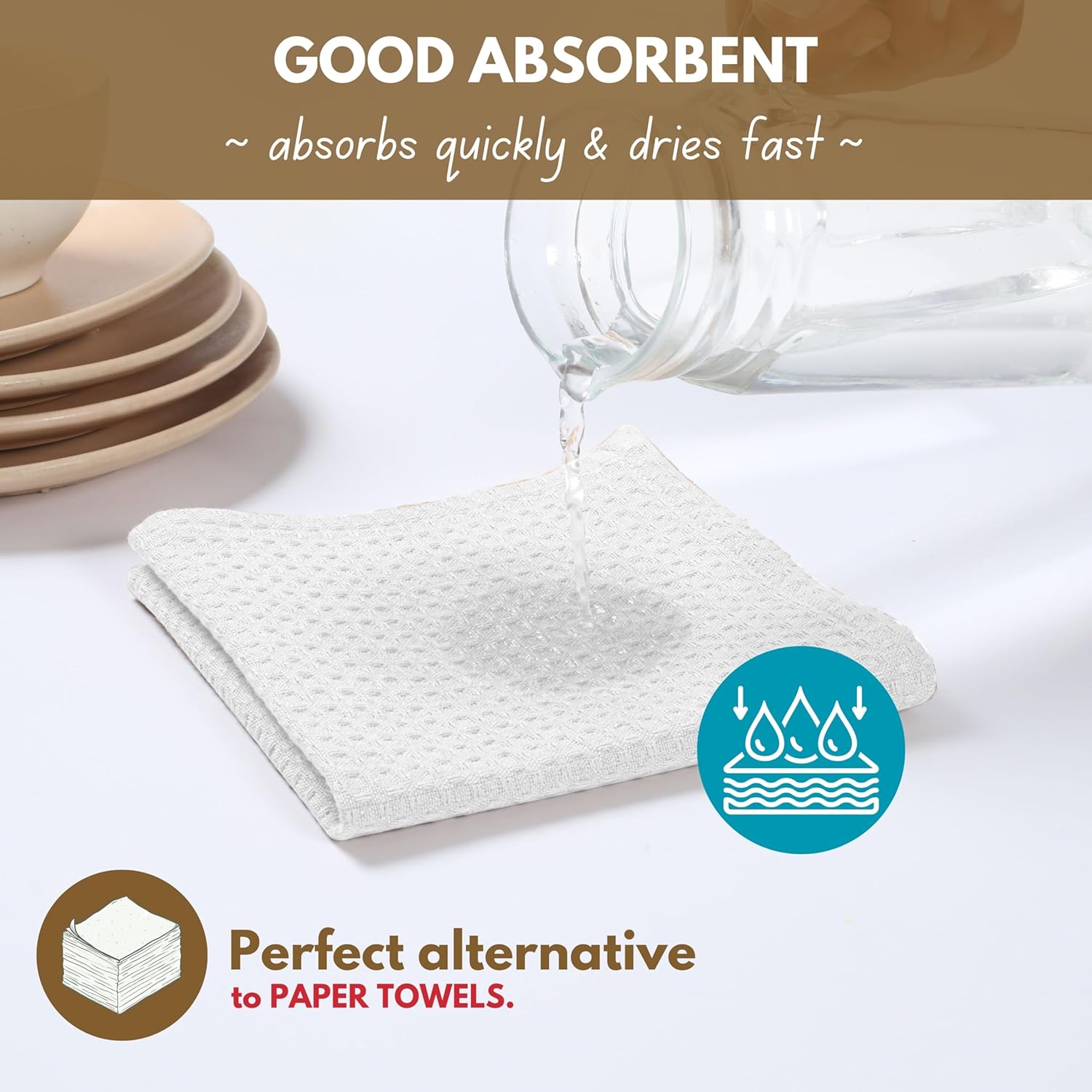Native Fab Waffle Dish Cloths 18 Pack - 12x12 White