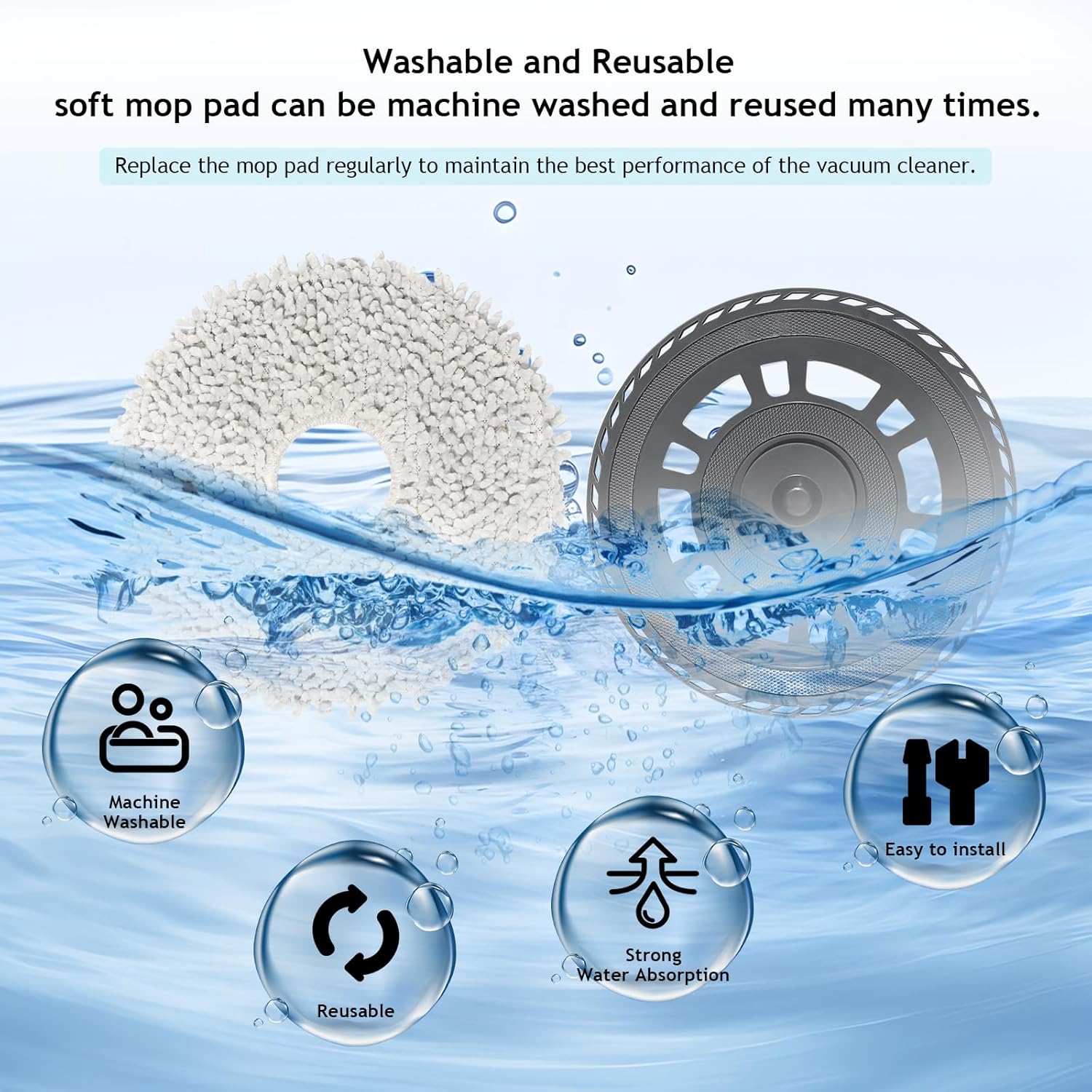 DianSung Mop Cloths with Replacement Holder for Dreame Robot Vacuums