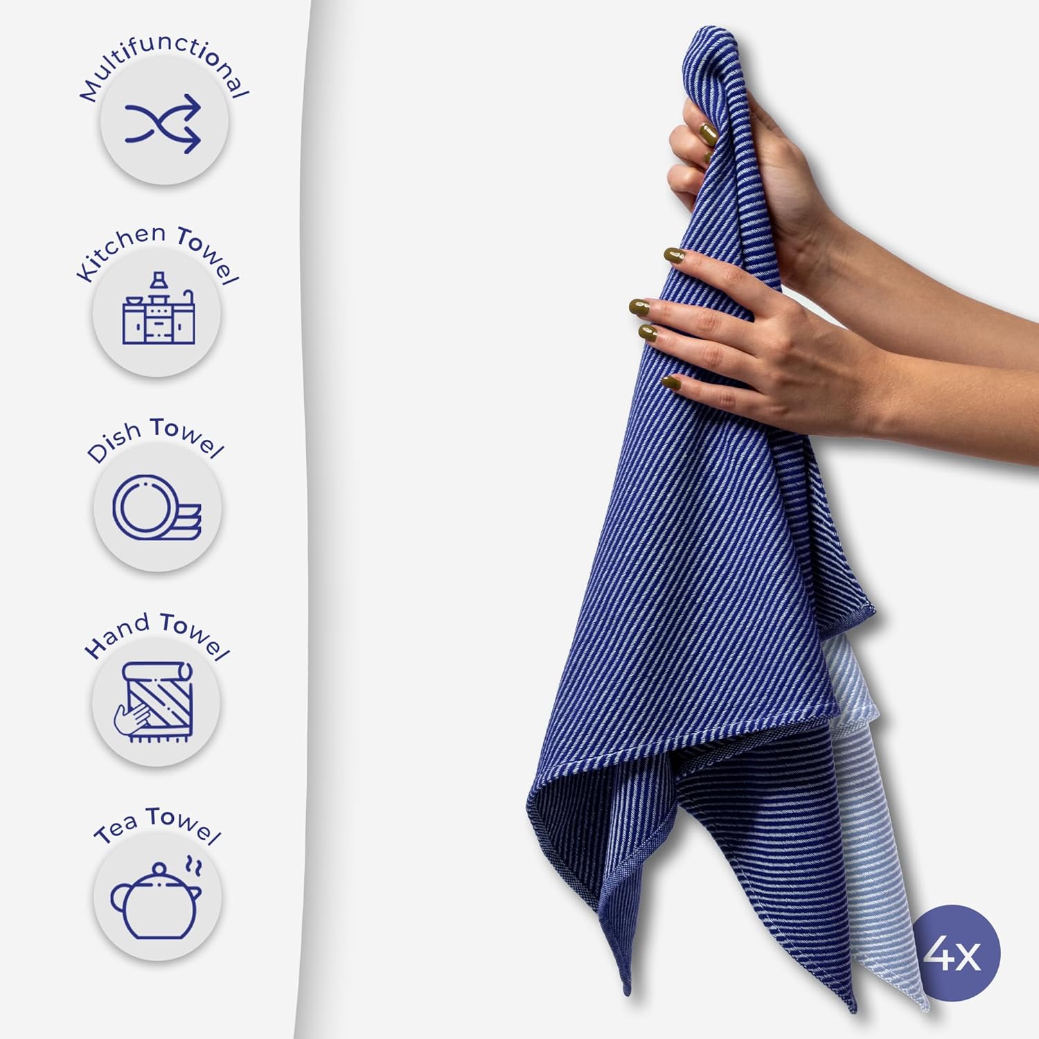 Ossano Kitchen Towels - Soft 100 Cotton Set of 4