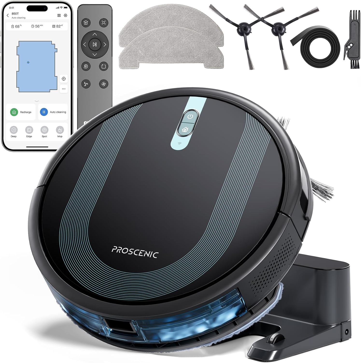 Proscenic 850T WiFi Robot Vacuum and Mop with Gyro Navigation