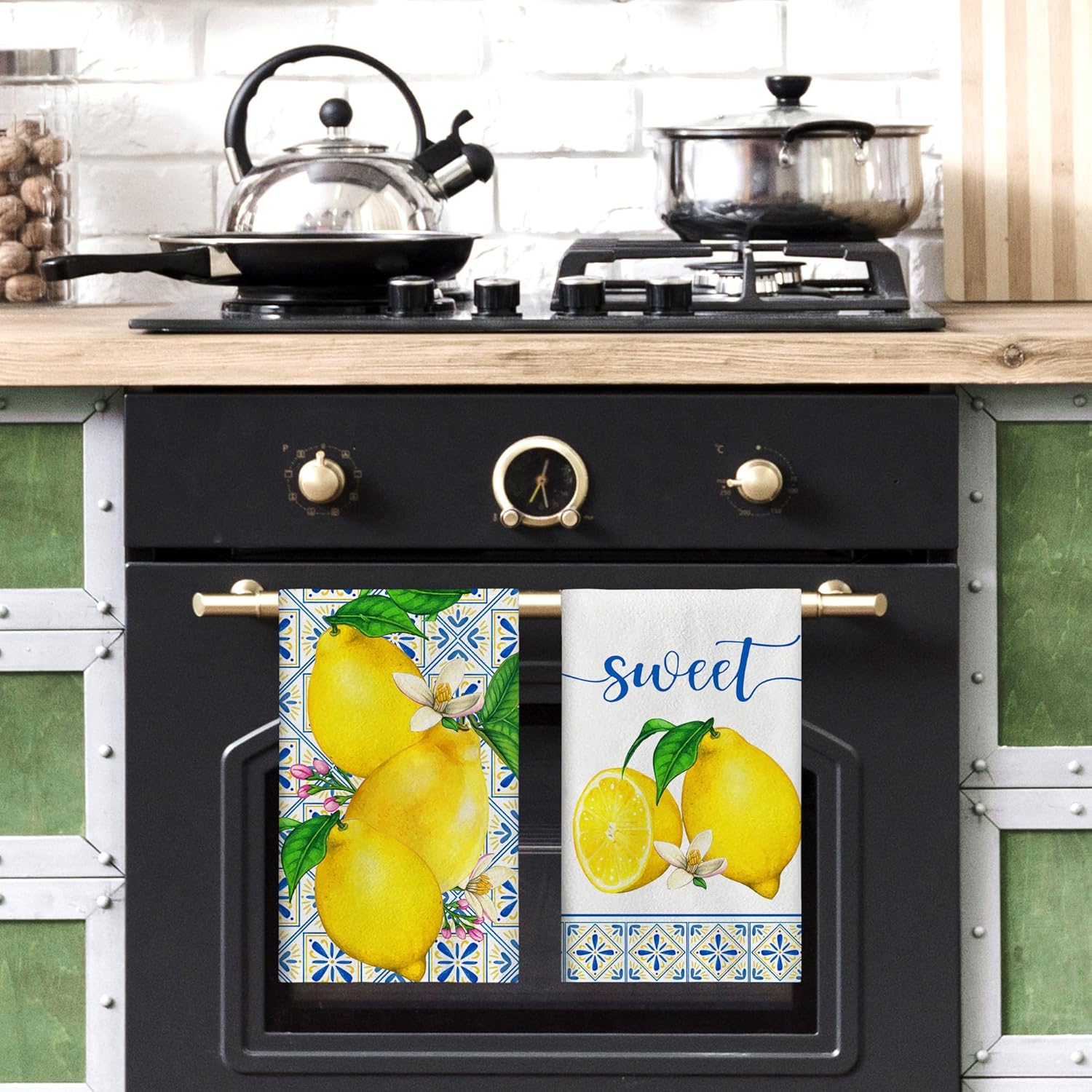 Lemon Pattern Dish Towels for Kitchen Use