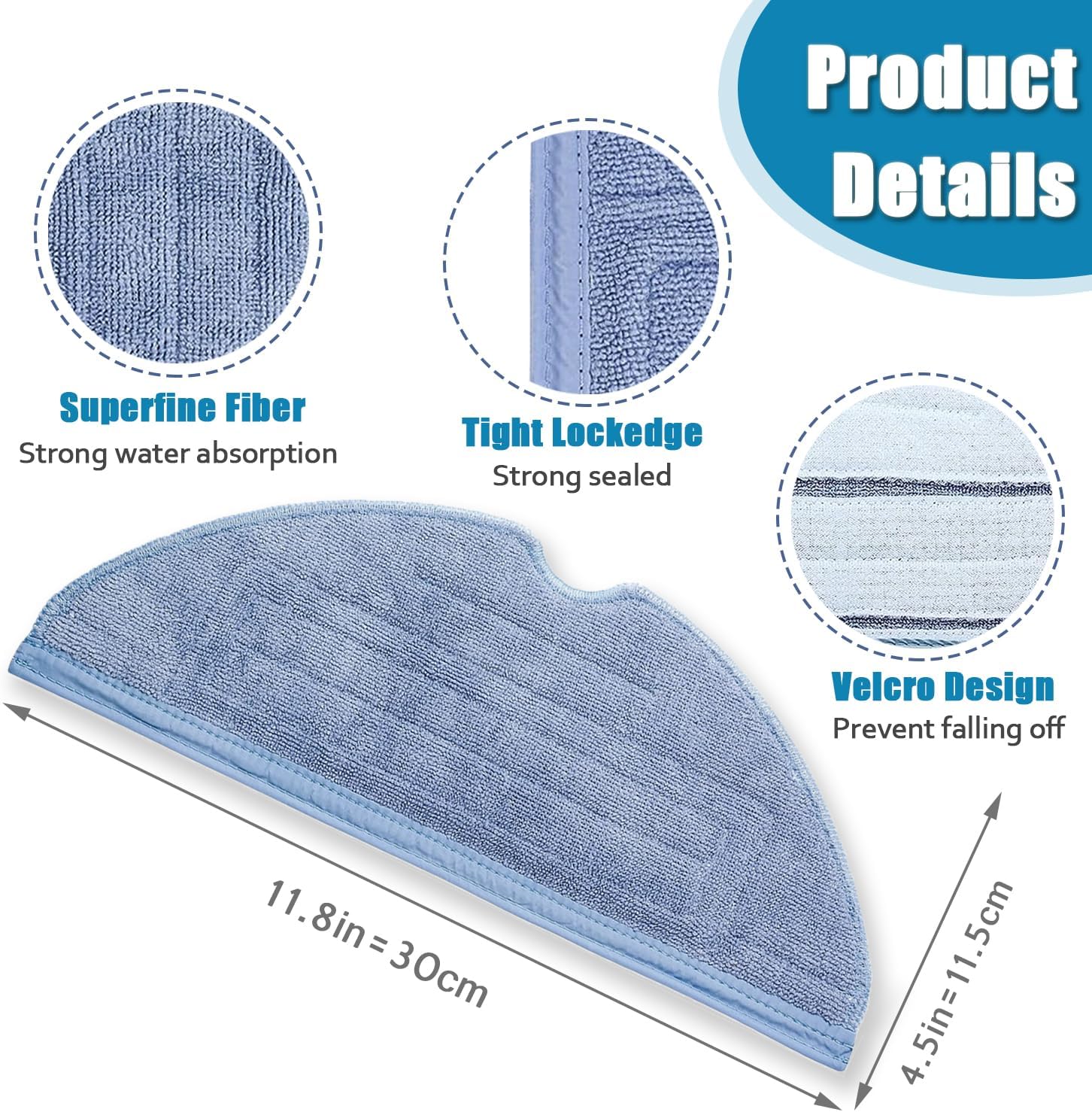 6 Pcs Microfiber Mop Pads for Roborock Robot Vacuums