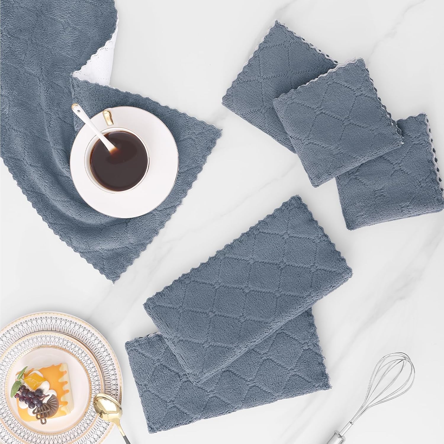 Mordimy 12-Pack Kitchen Cloths Dish Towels 10x10 Dark Grey White