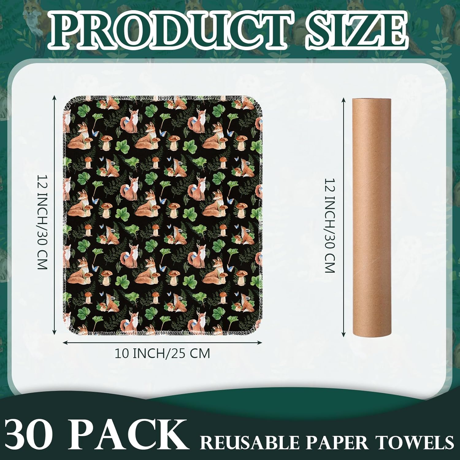 Redbaker 30 Pcs Reusable Paper Towels with Cardboard Roll