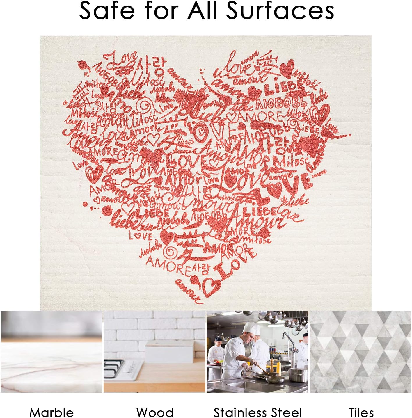 Swedish Dishcloths 2 Pack Heart Print Reusable Sponges