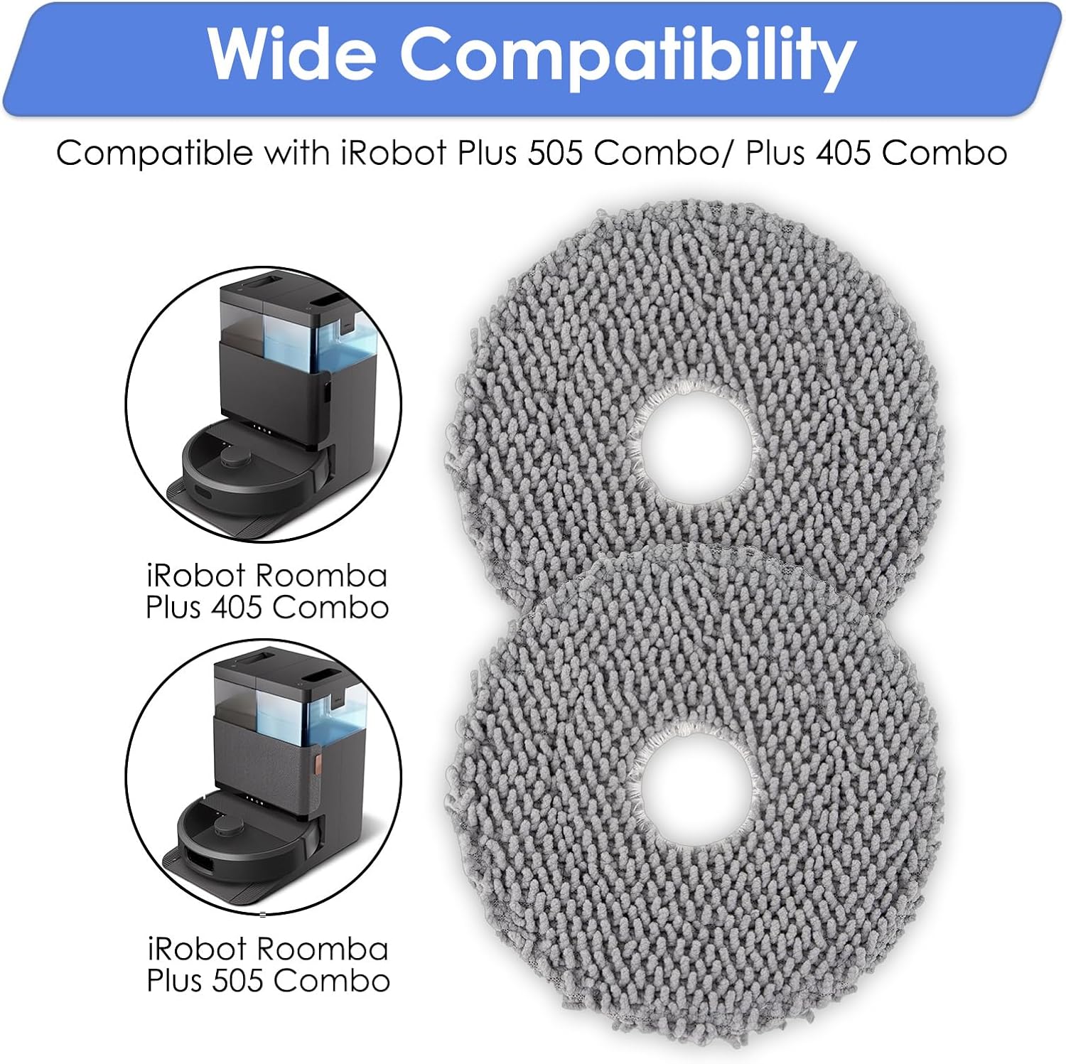 4 Pack Plus 505 Combo Mop Pads Compatible with iRobot