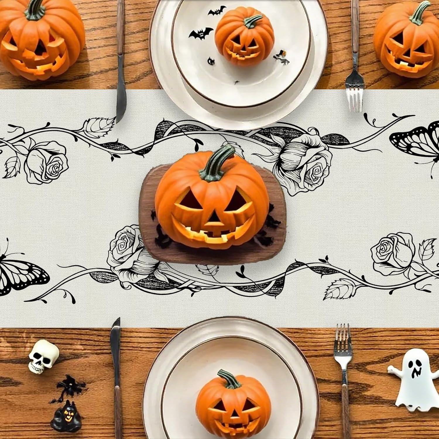 GPGHE Halloween Table Runner Gothic Skull Design 13x72 Inch