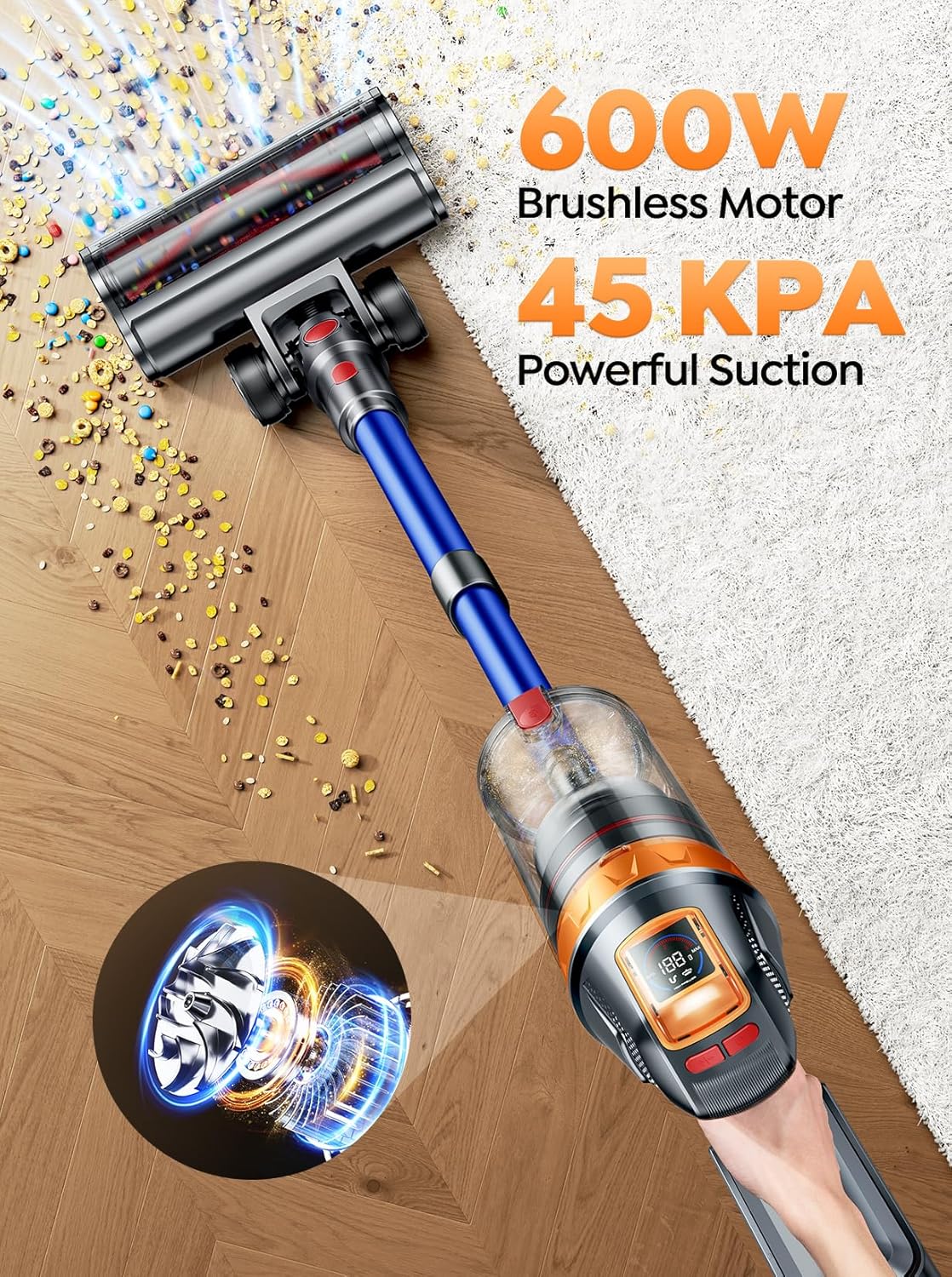 SMOTURE Cordless Vacuum Cleaner 600W Stick 45KPA