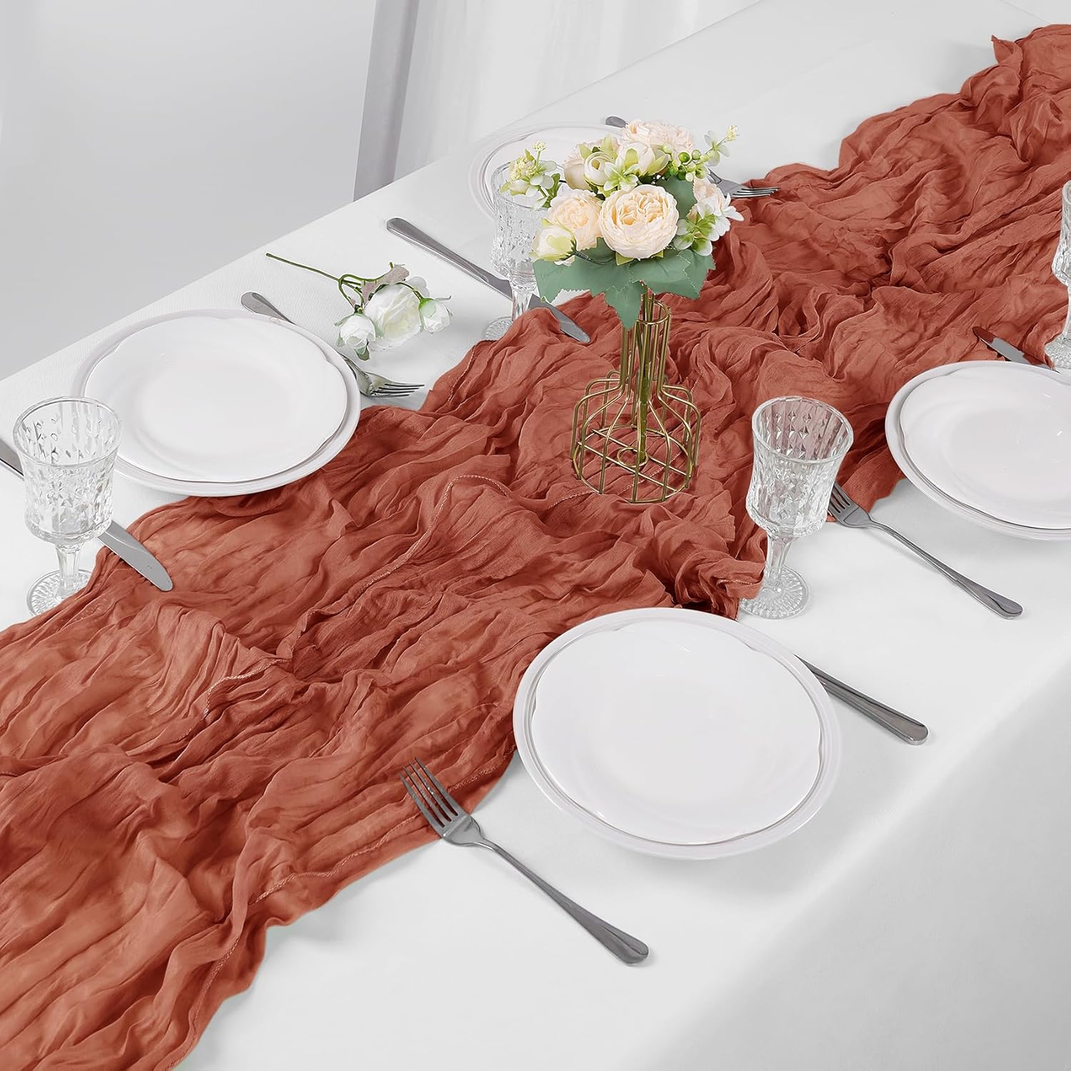Bailarina 12 Pack Terracotta Cheesecloth Table Runner 17x108 Inch