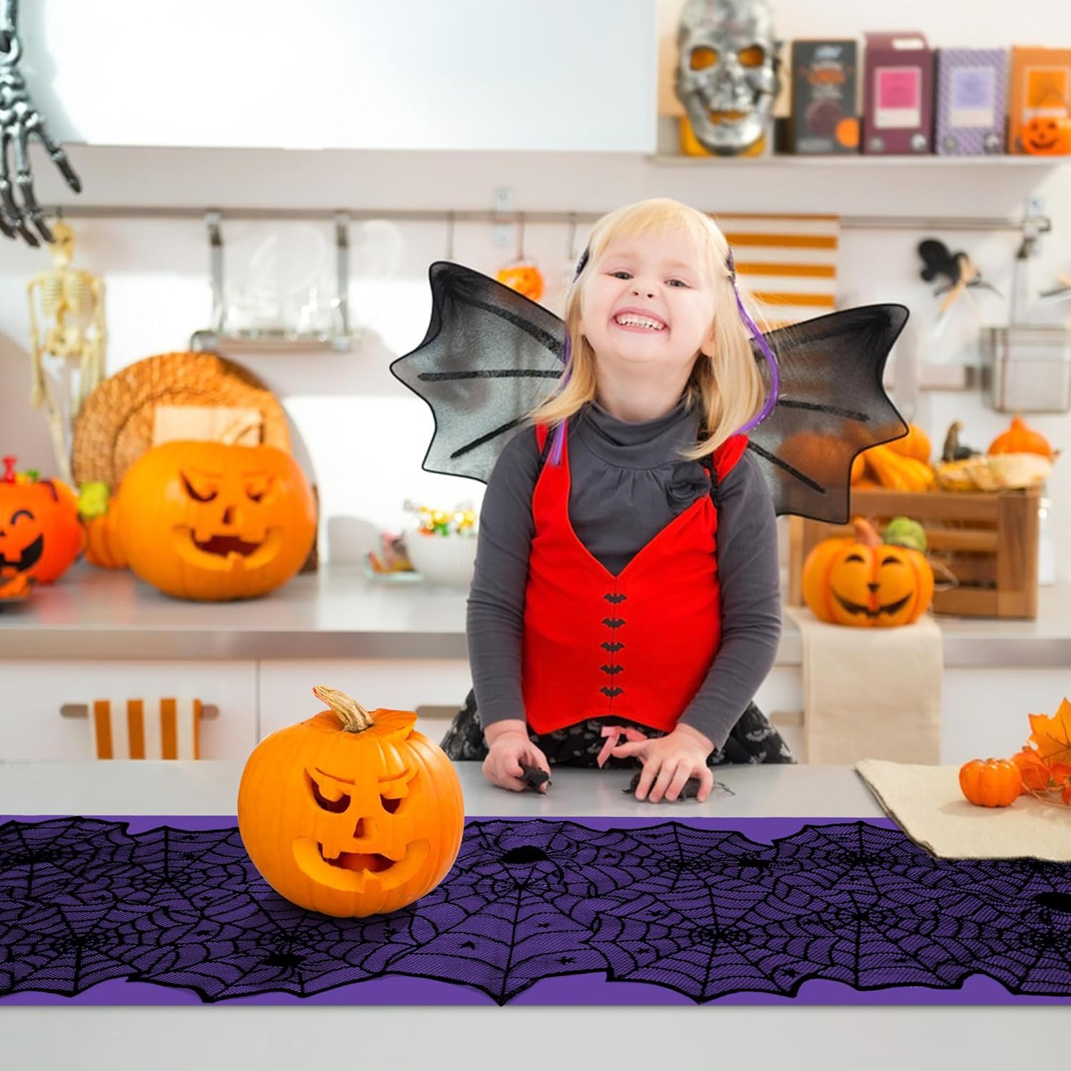 RunNico Halloween Spider Web Table Runner 72 x 18