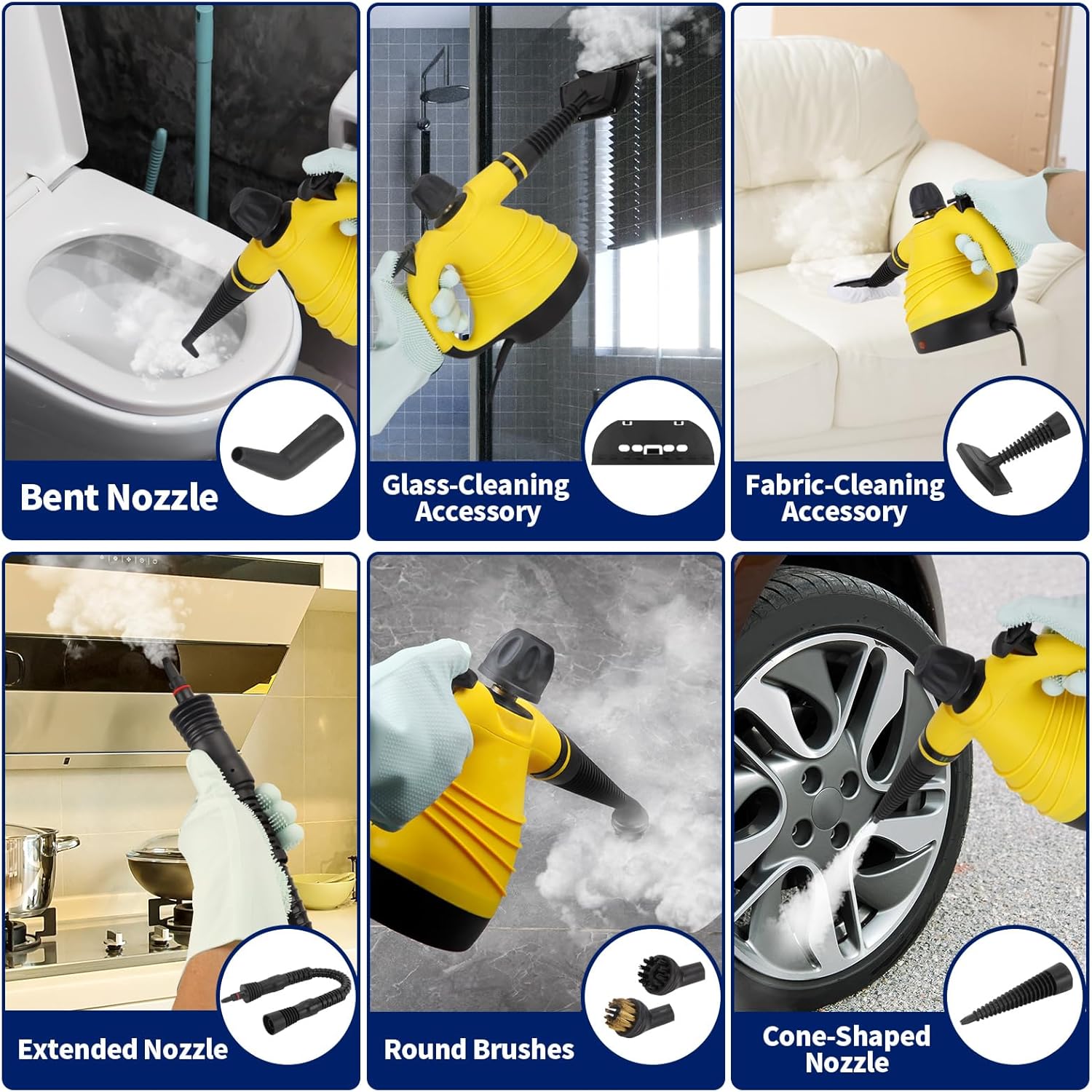 STRCEAT Handheld Steam Cleaner with 12 Accessories and Safety Lock