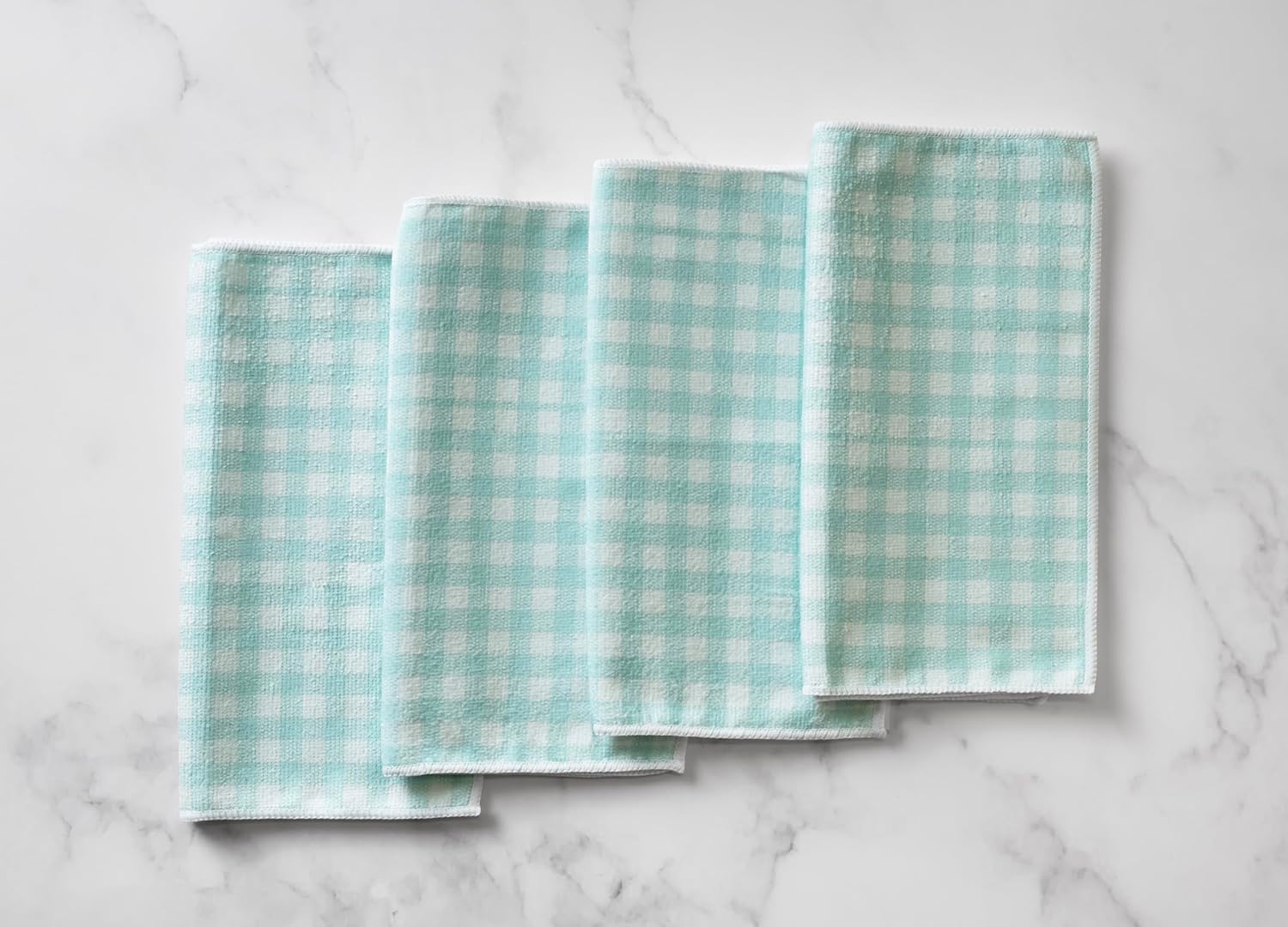 Martha Stewart Microfiber Cleaning Cloths 11 Inches Teal Gingham 24 Count