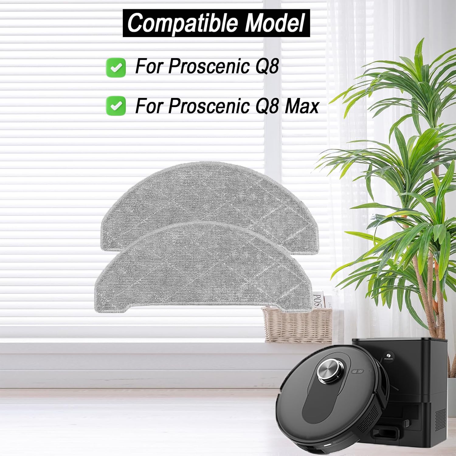 Frexusuent Mop Pad for Proscenic Q8 Q8 Max Robot Vacuum 8 Pcs