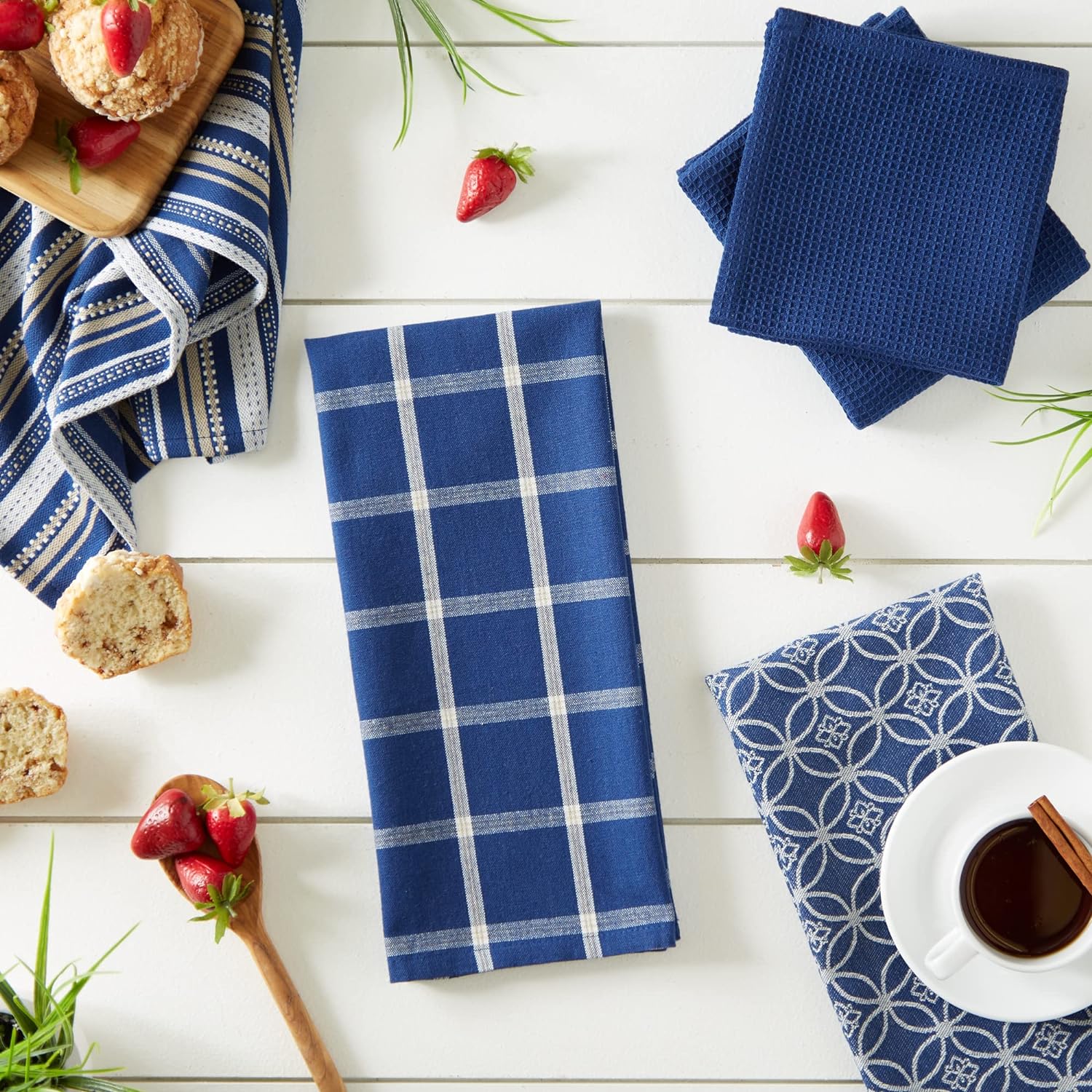 DII Assorted Woven Kitchen Towel Set 5 Piece