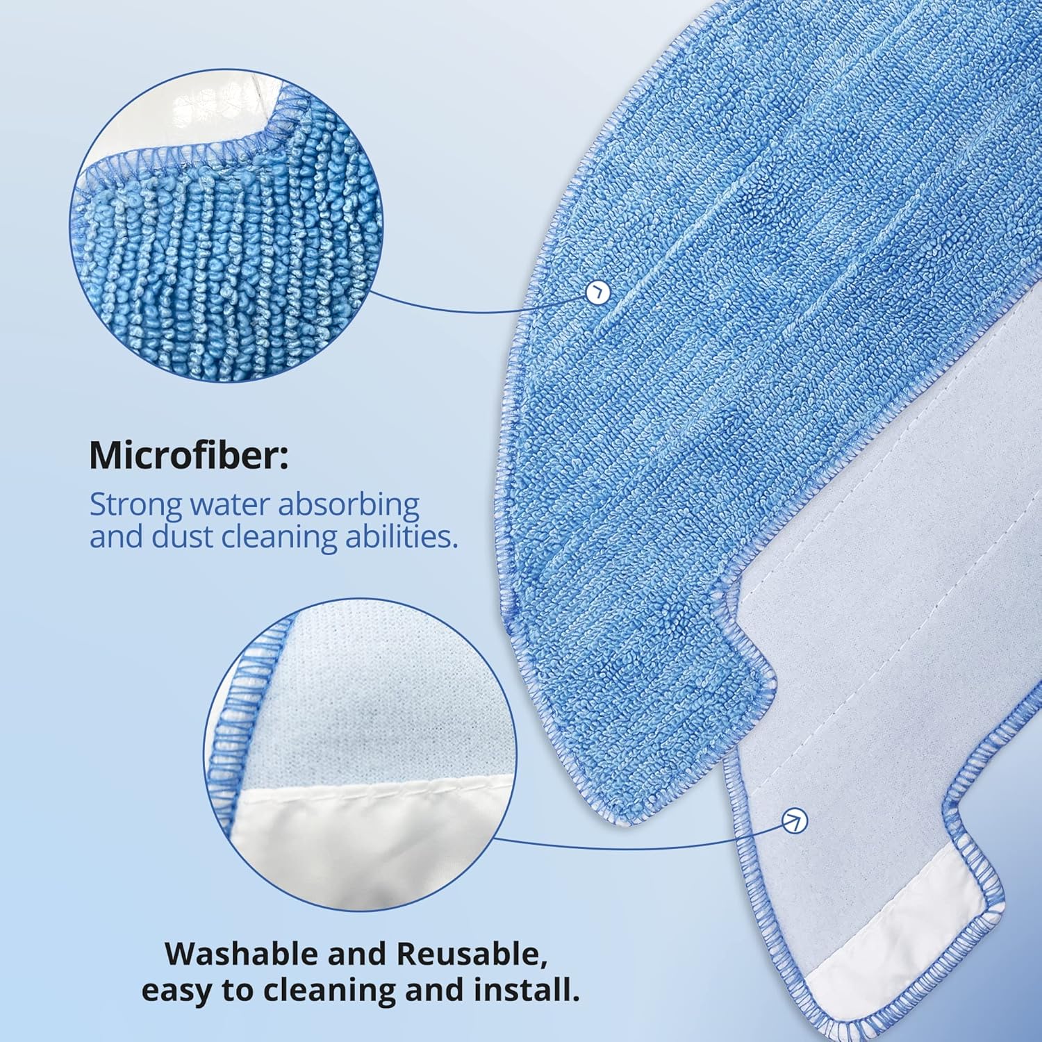 Smilefil 4pcs Replacement Mop Cloths for Coredy Robot Vacuums