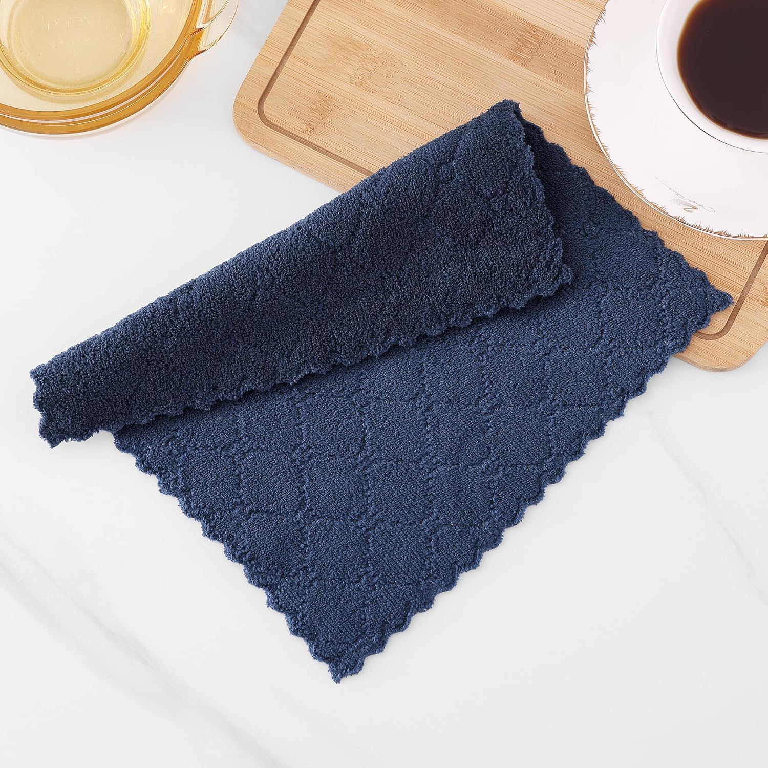 Homaxy 24 Pack Dish Cloths Navy Blue 10x10 Inches