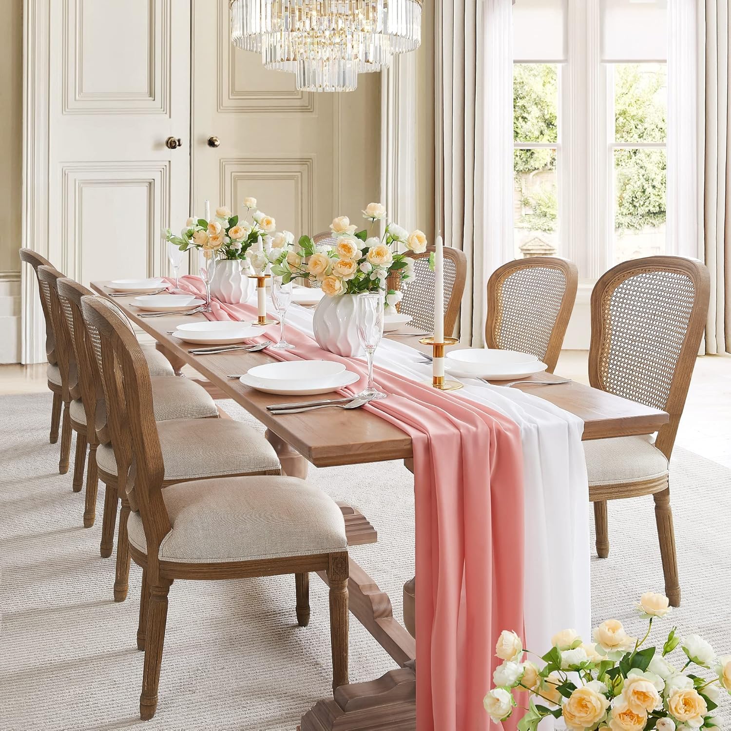 Dusty Rose Chiffon Fabric 35x192 Inch Table Runner 1