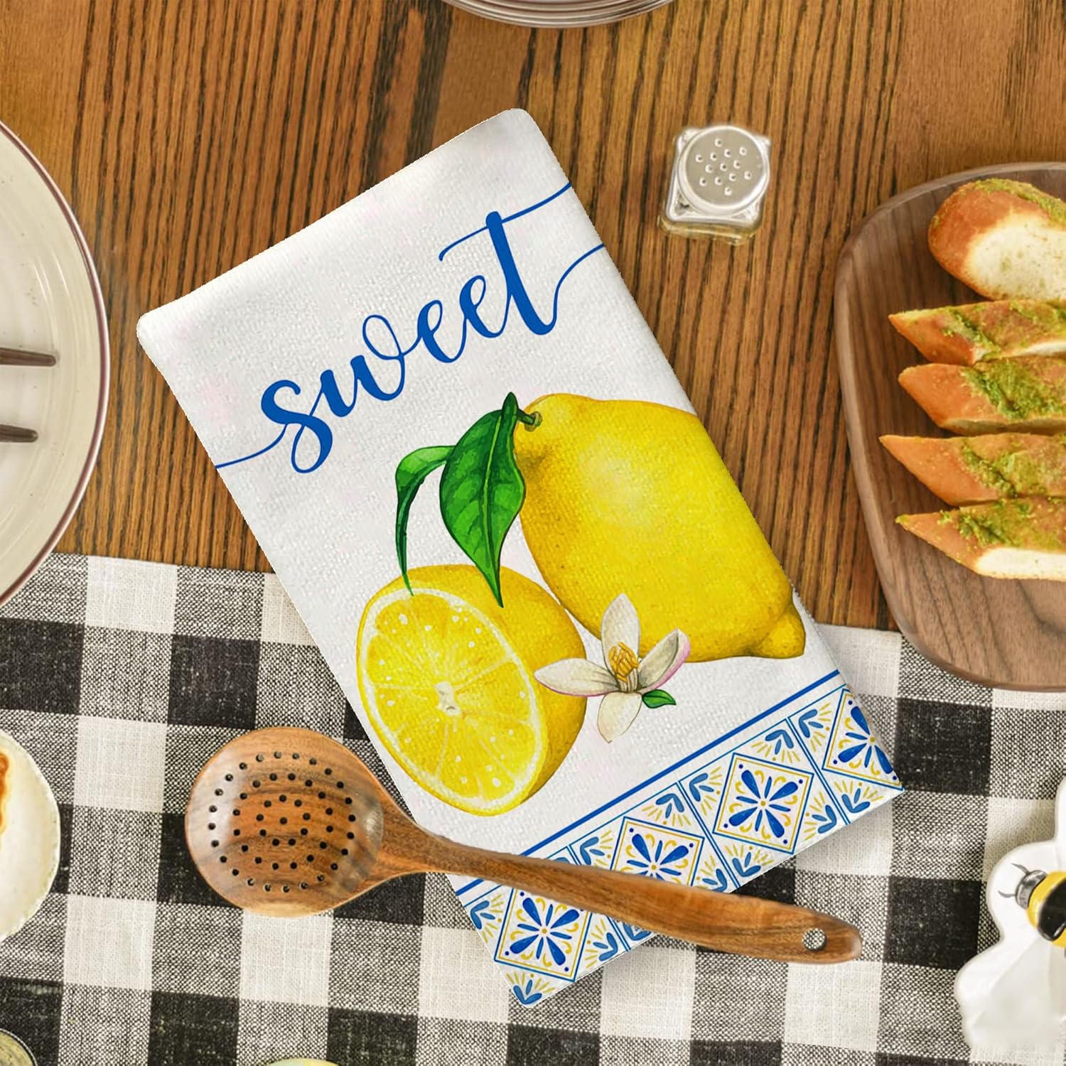 Lemon Pattern Dish Towels for Kitchen Use