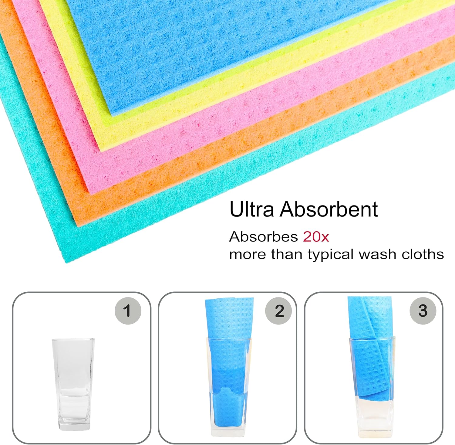 AMOUR INFINI 8-Pack Swedish Dishcloth - No Odor Reusable Absorbent