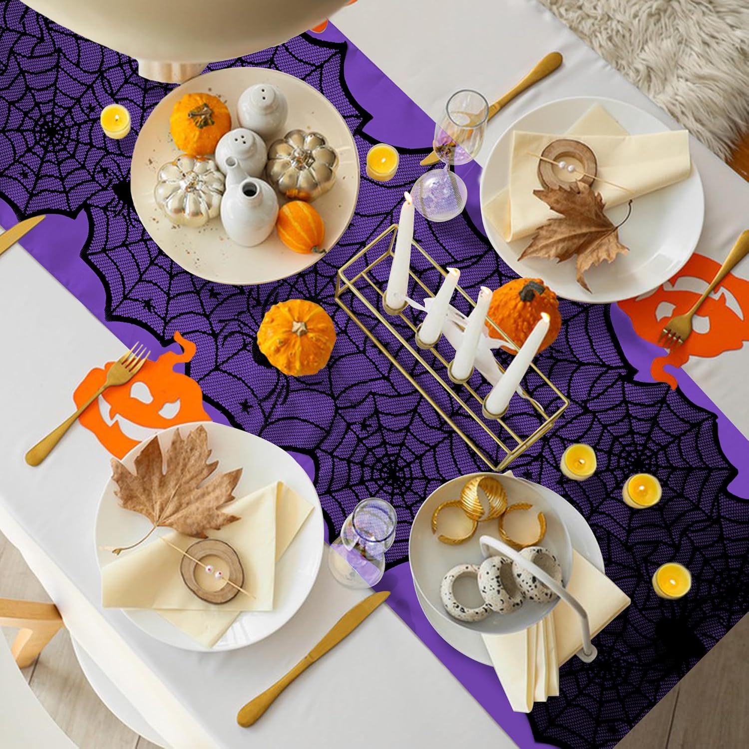 RunNico Halloween Spider Web Table Runner 72 x 18