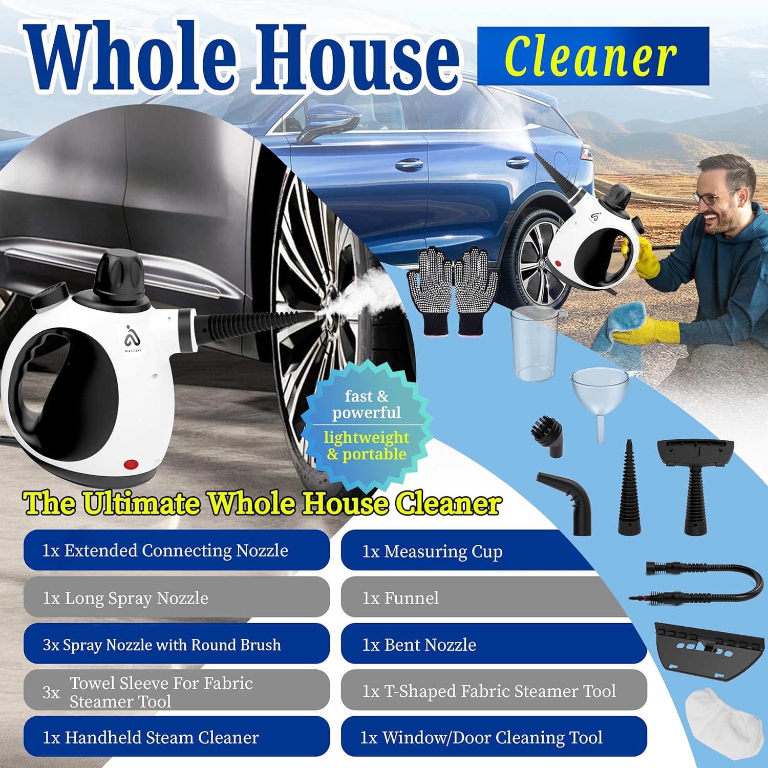 Insteam Handheld Steam Cleaner 12 in 1 Kit with Heat Resistant Gloves