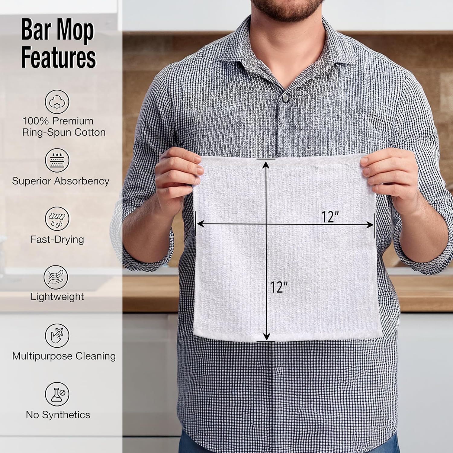 Bar Mop Dish Cloths Set of 36 100 Cotton