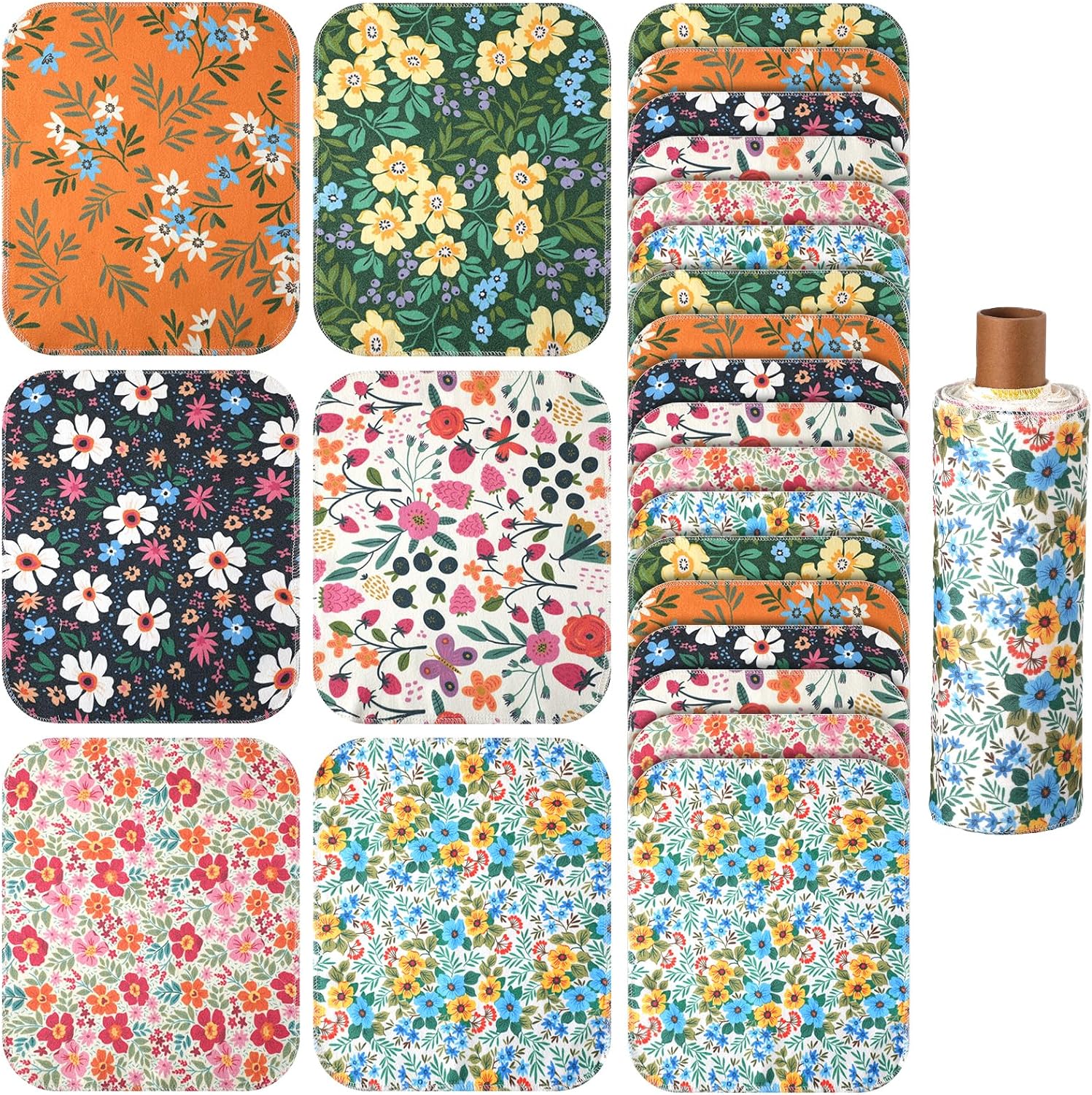 Redbaker 60 Pcs Reusable Cotton Dish Towels with Cardboard Roll
