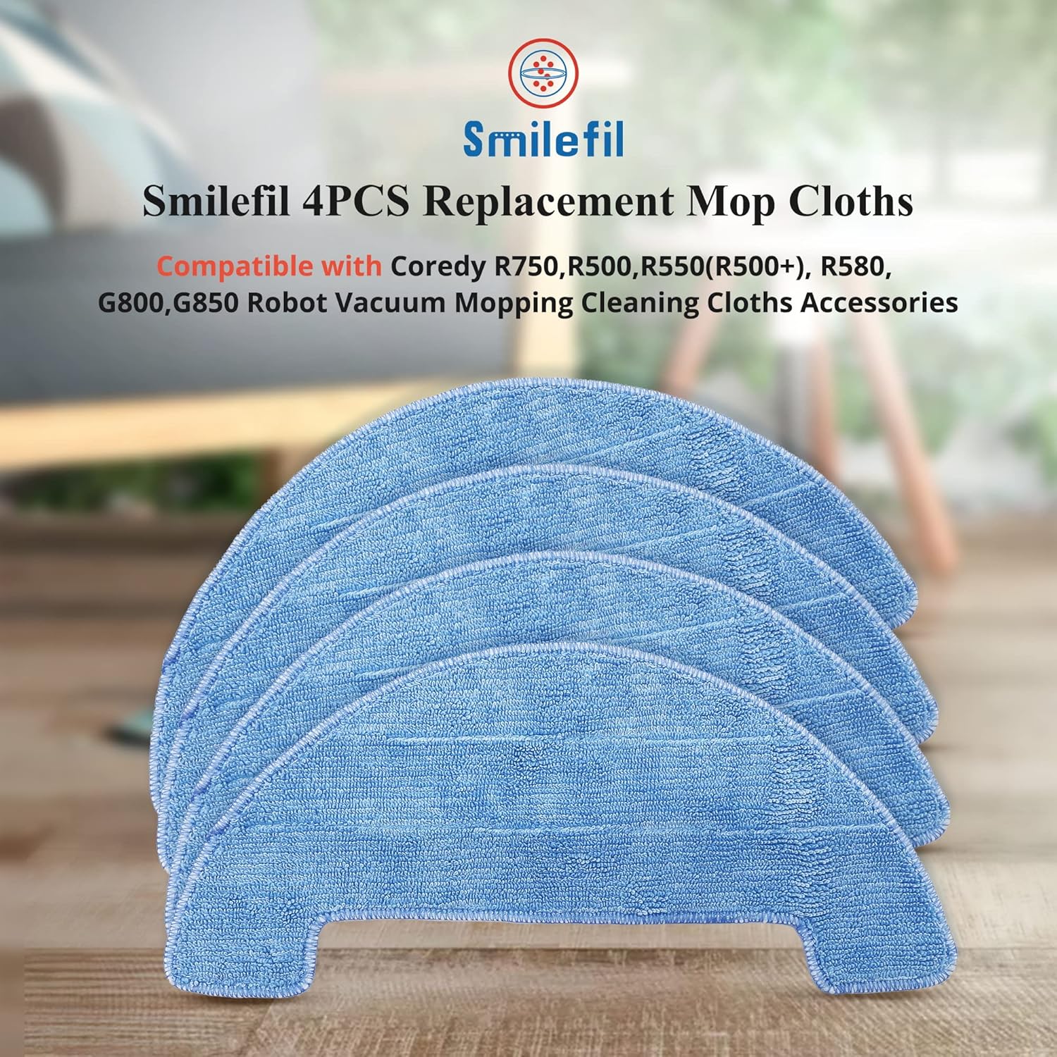 Smilefil 4pcs Replacement Mop Cloths for Coredy Robot Vacuums